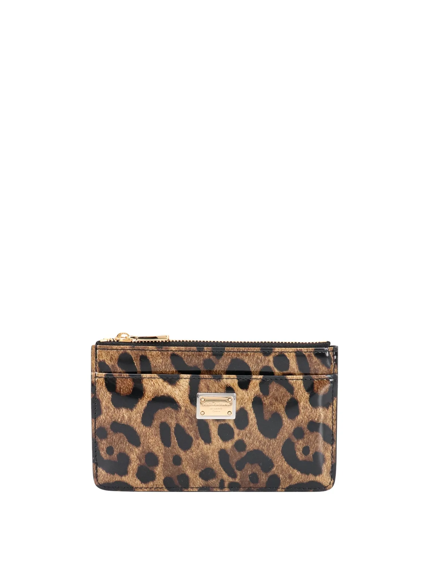Card Holder In Shiny Leather With Animalier Print
