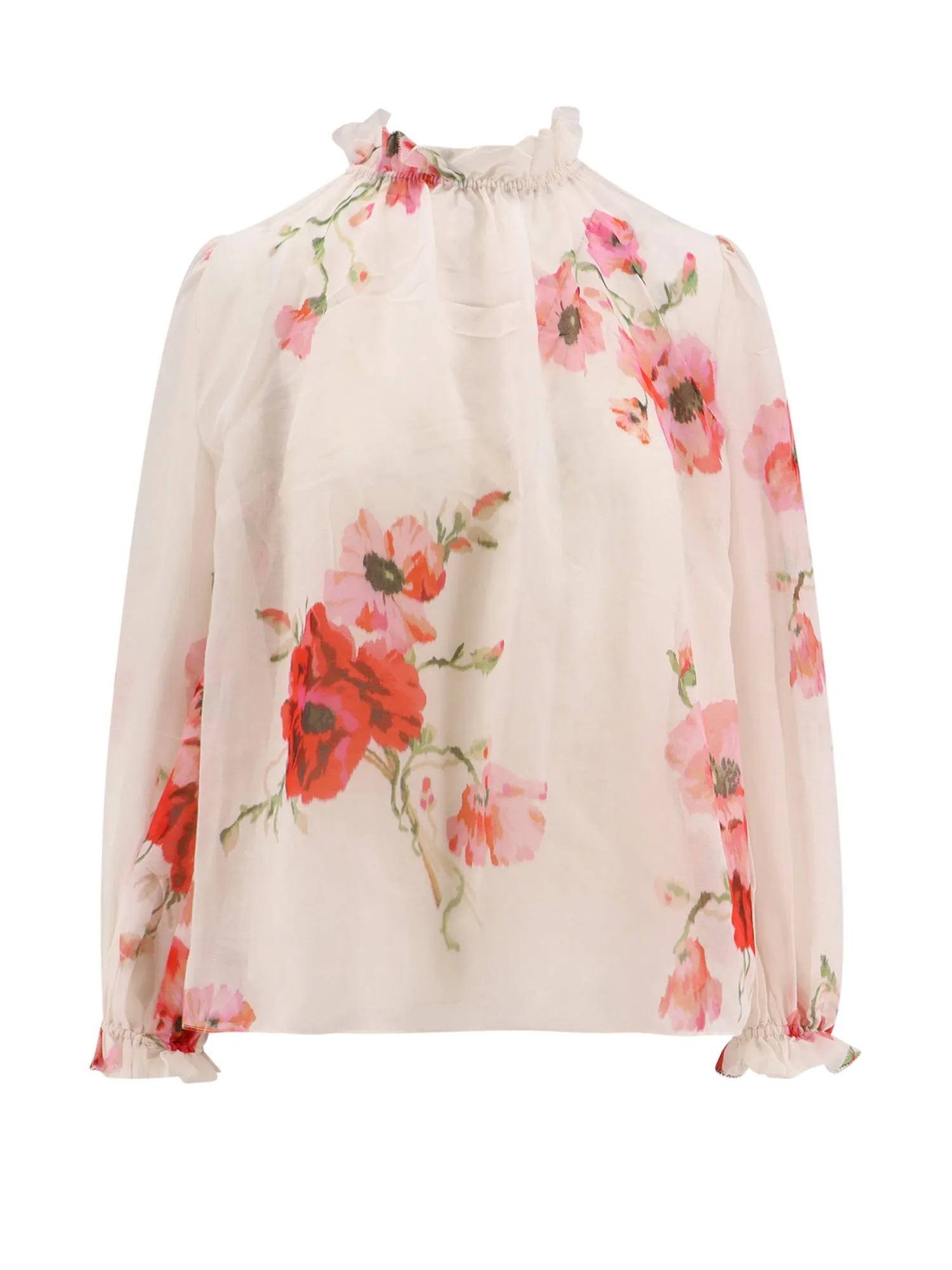 Cotton And Silk Shirt With Floral Print