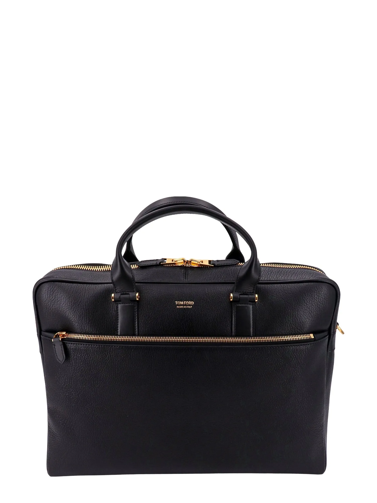 Leather Briefcase With Logo Print