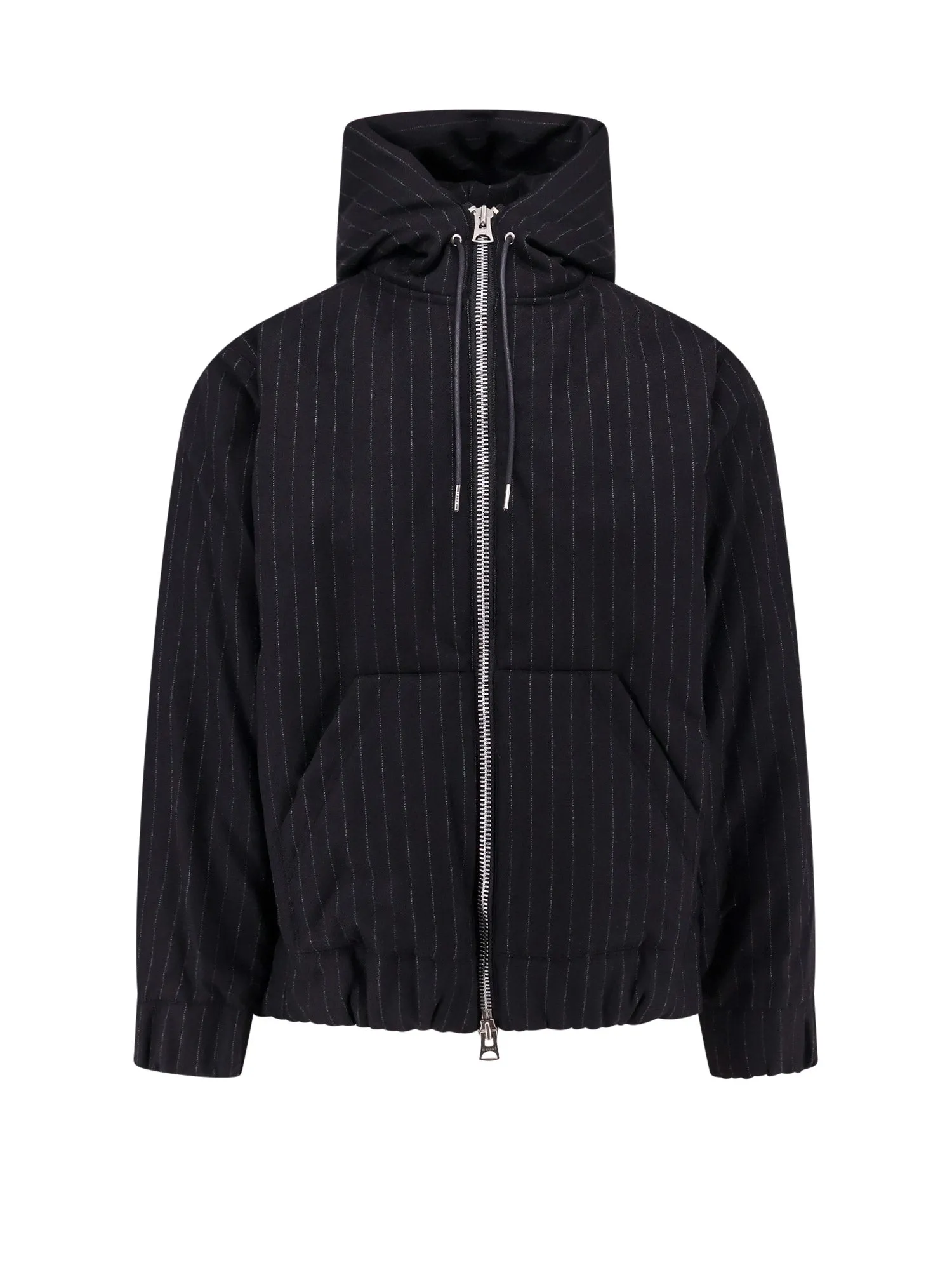 Padded Wool Jacket With Striped Motif