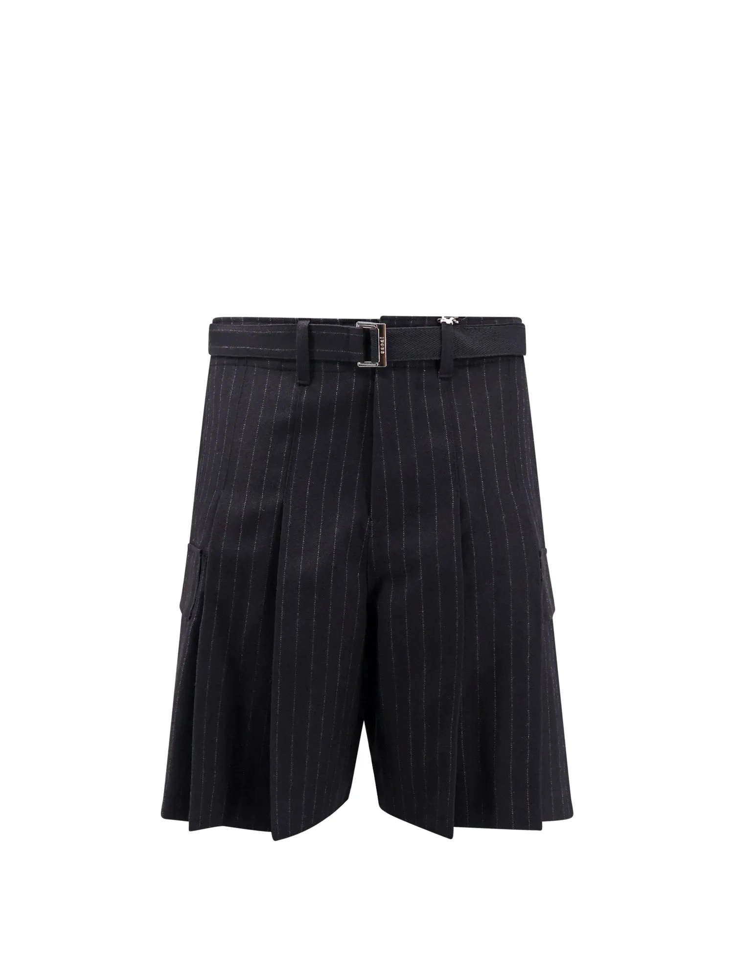 Wool Bermuda Shorts With Striped Motif