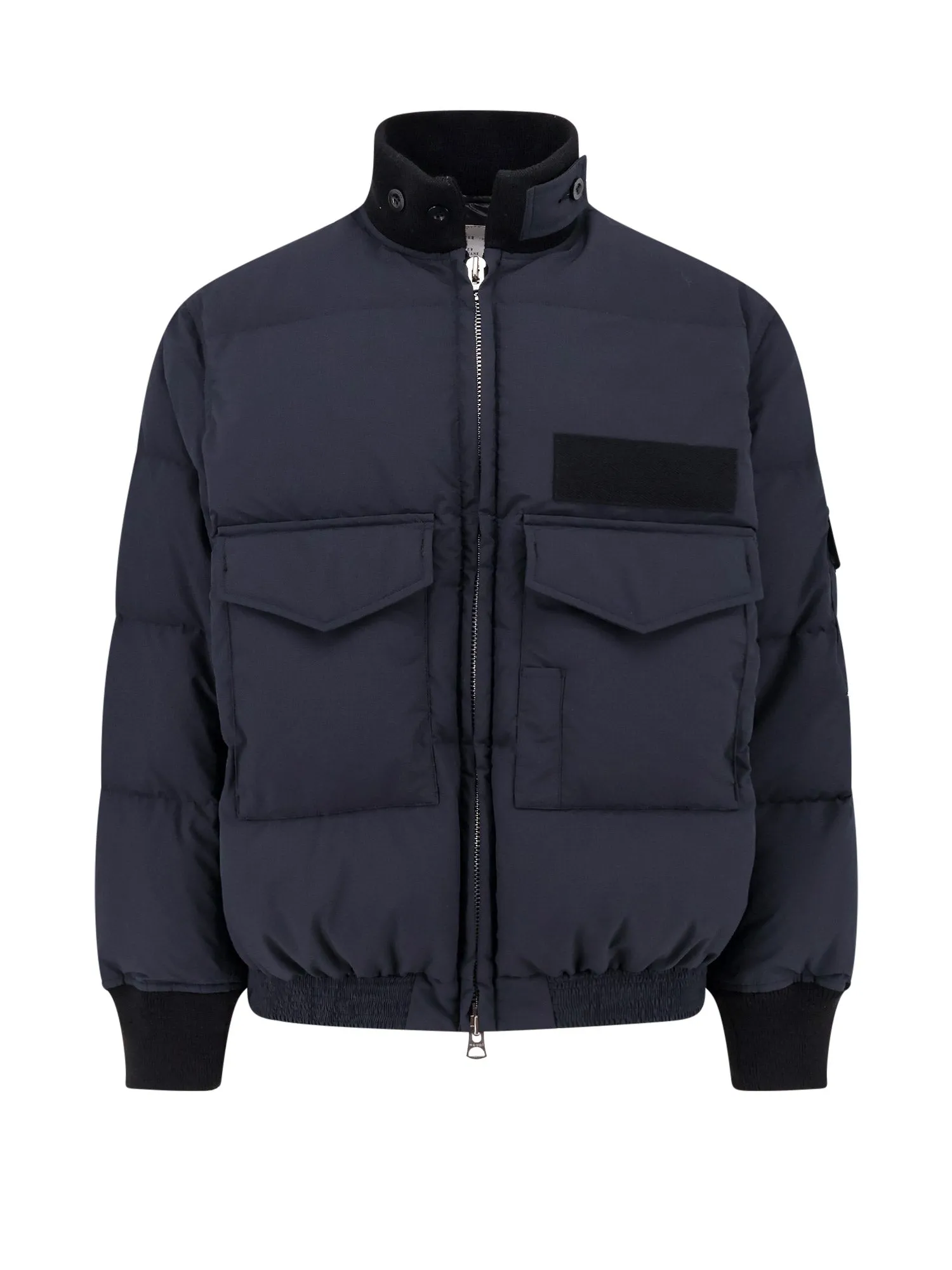Padded And Quilted Nylon Jacket With Wool Profiles