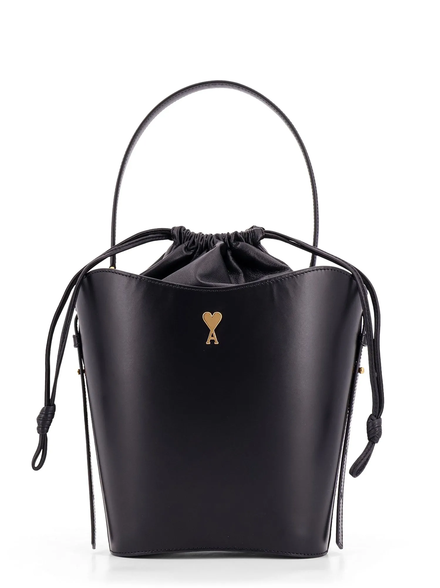 Leather Bucket Bag With Metal Logo