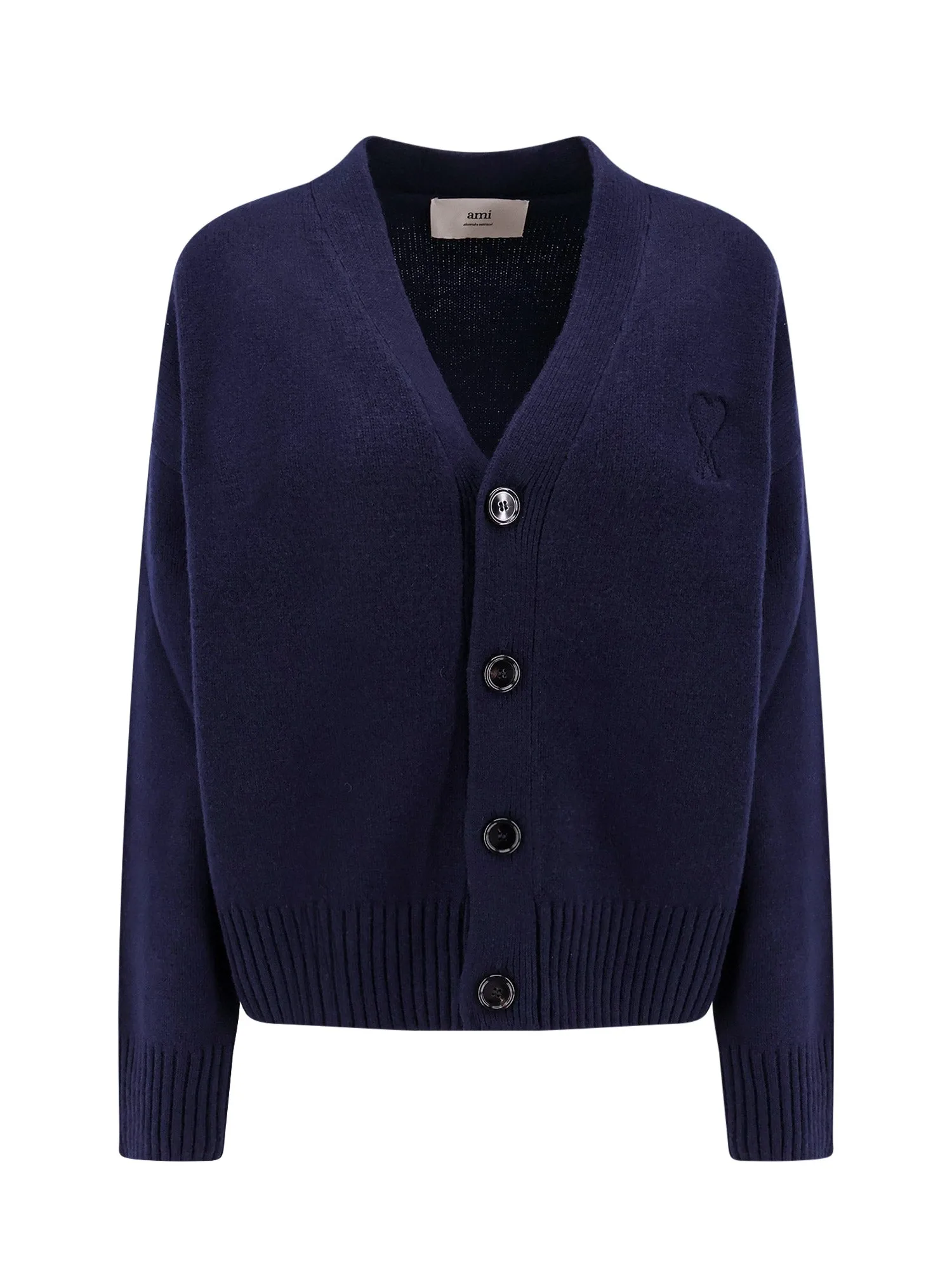 Extrafine Merino Wool And Cashmere Cardigan With Embroidered Logo