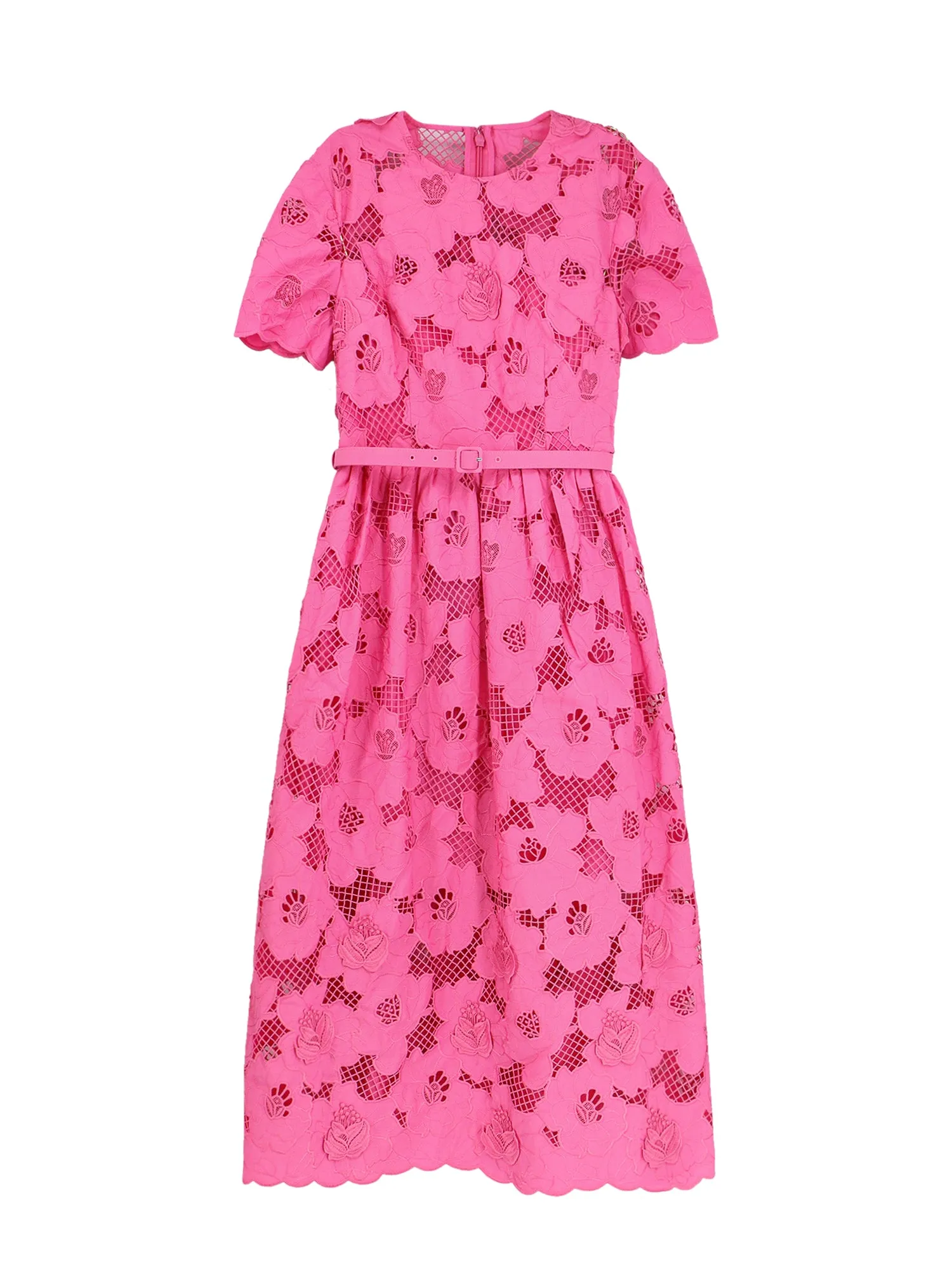 Cotton Blend Dress With All-Over Embroideries