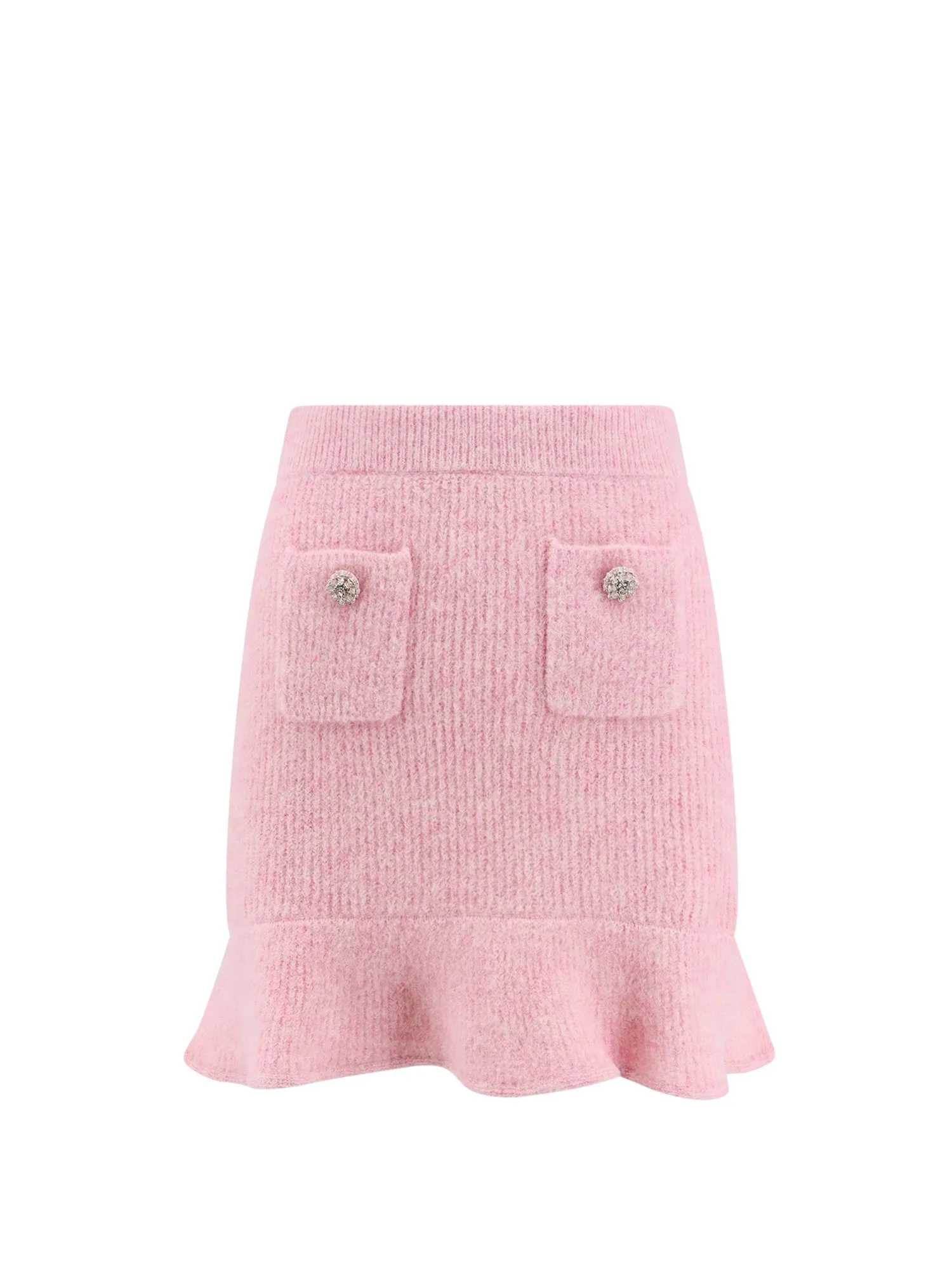 Alpaca Blend Skirt With Jewel Buttons