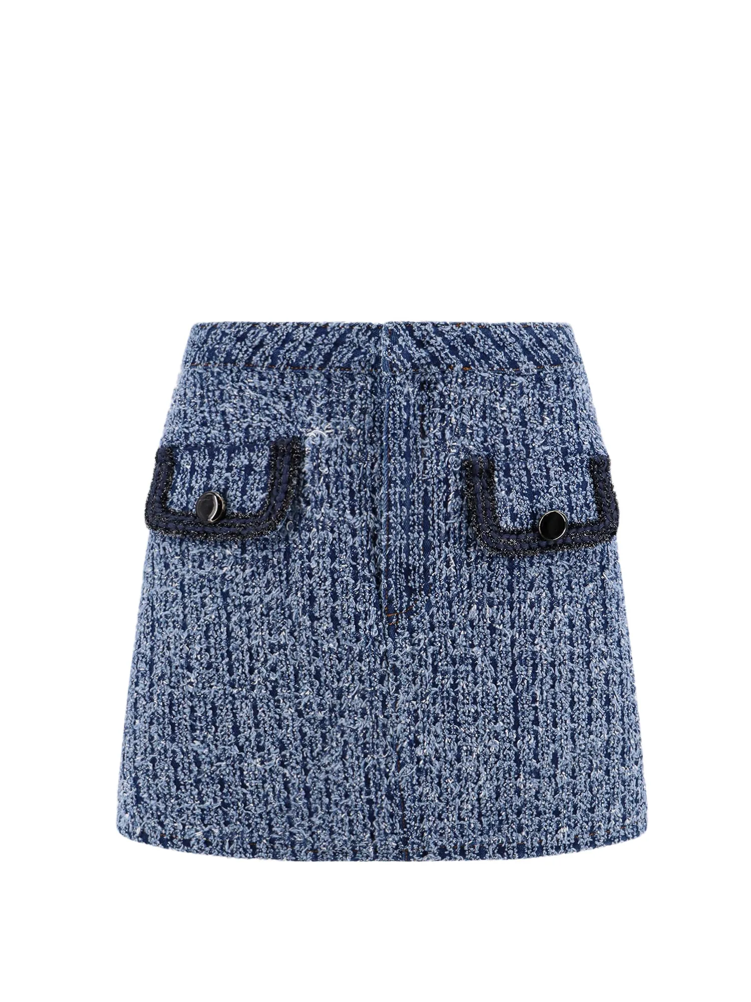 Cotton Blend Skirt With Textured Denim Effect