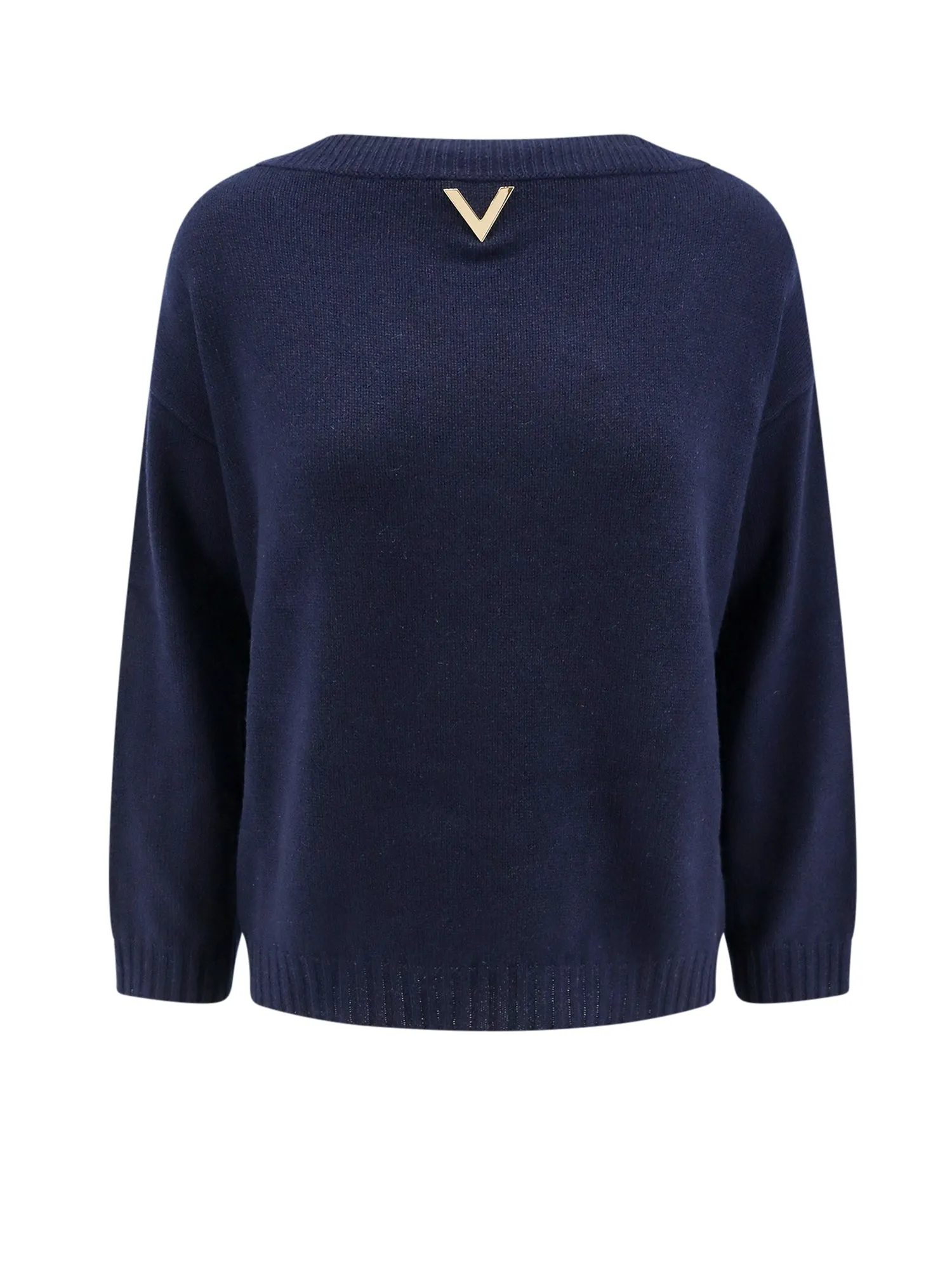 Cashmere Sweater With Metallic V Detail