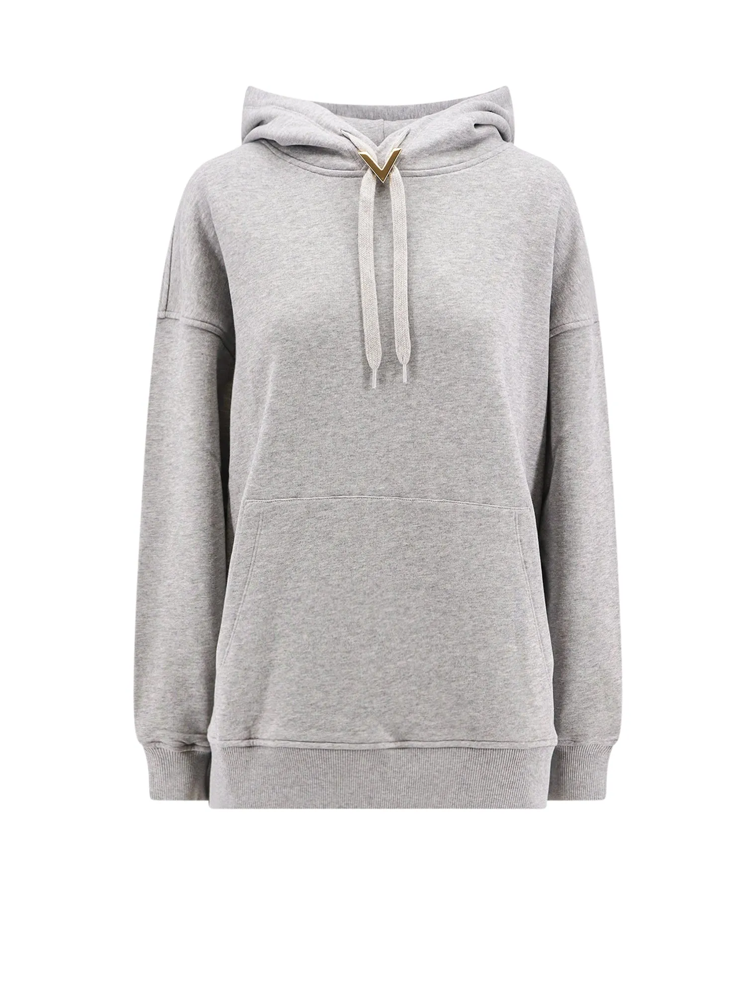 Valentino Cotton Sweatshirt With Hood And Metallic V Detail