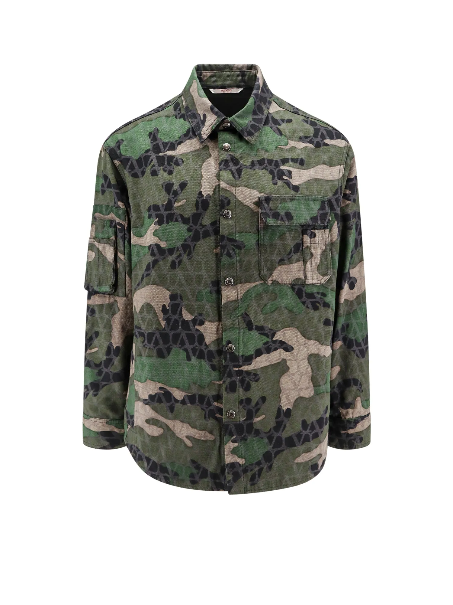 Cotton Jacket With Camouflage Motif