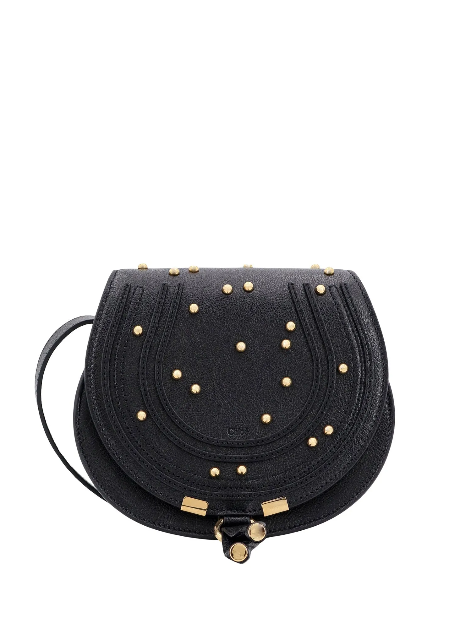 Leather Shoulder Bag With Metal Studs