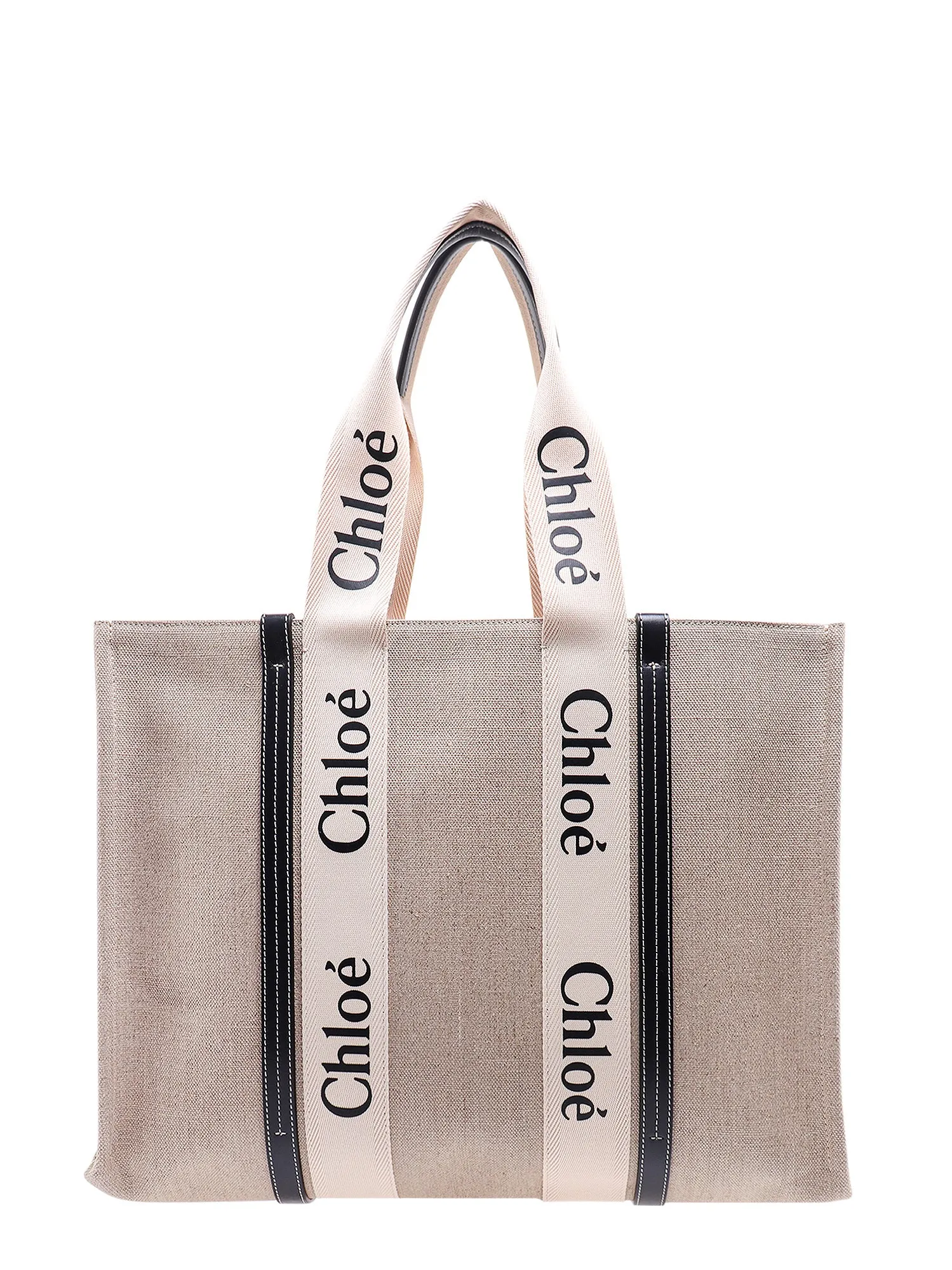 Linen Shoulder Bag With Logo Print. This Bag Is Made With Lower Environmental Impact Material