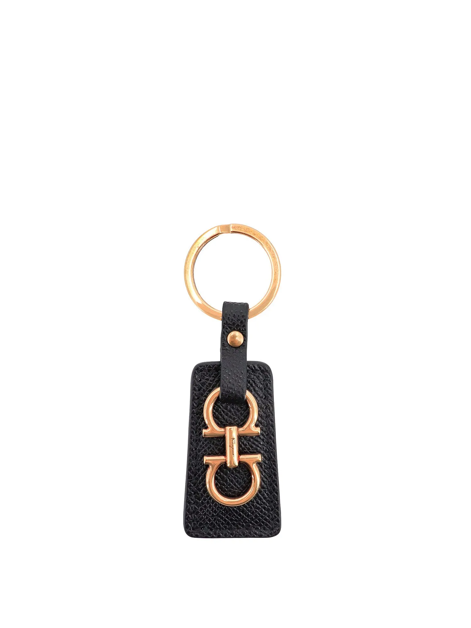 Leather Key Ring Con Dettaglio Gancini