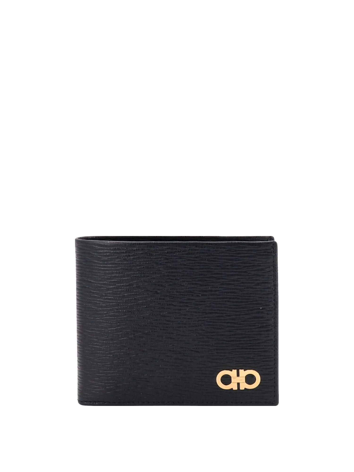 Hammered Leather Wallet With Gancini Metal Logo On The Front