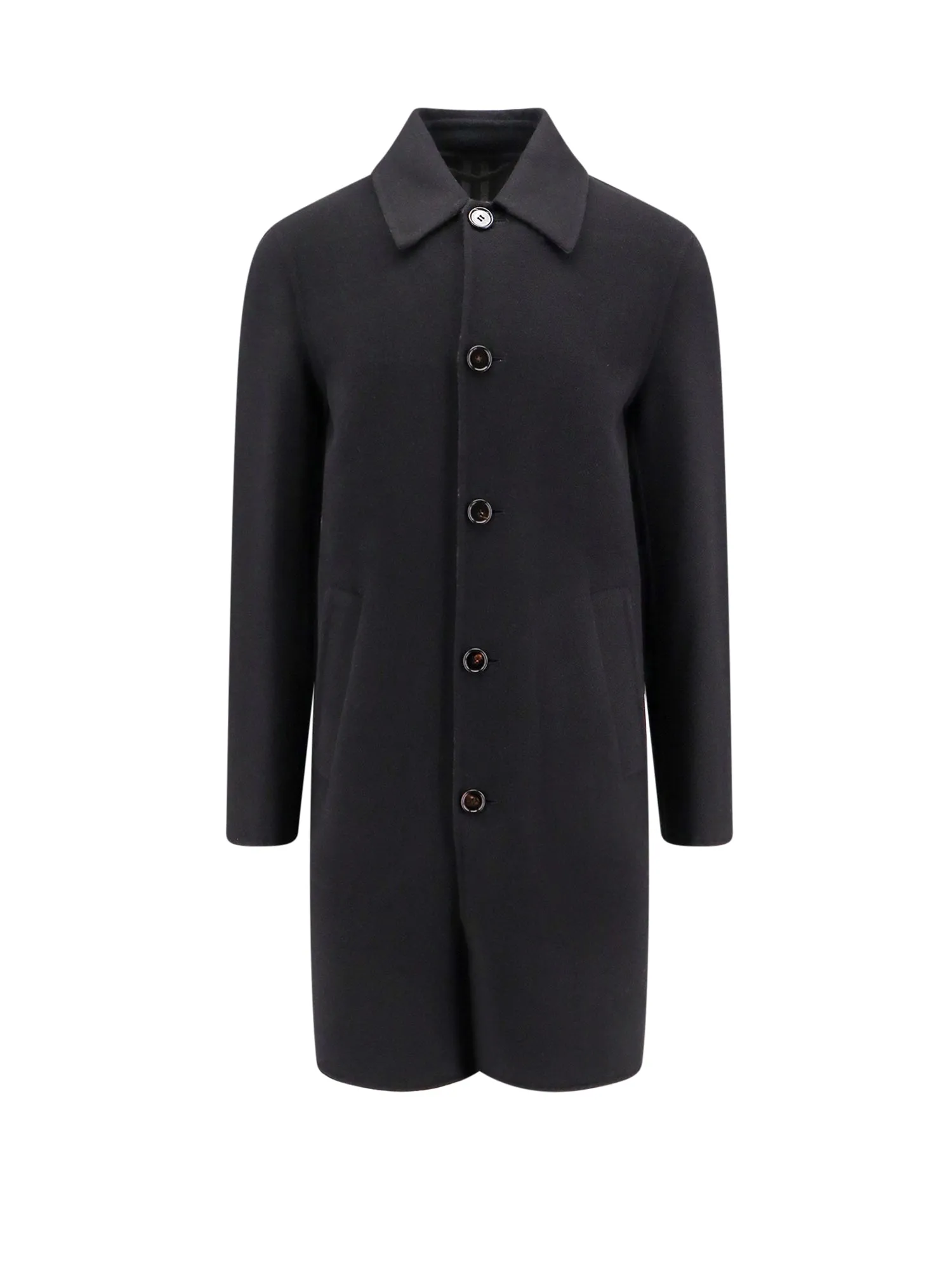 Wool Coat With Check Lining