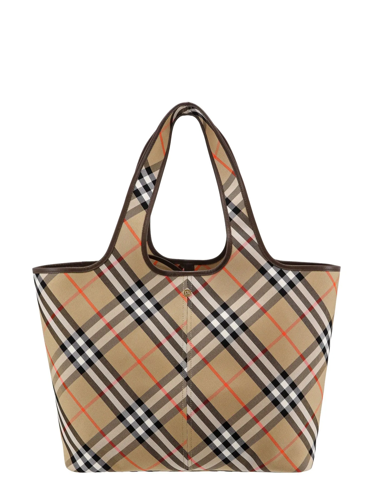 Canvas Shoulder Bag With Check Motif
