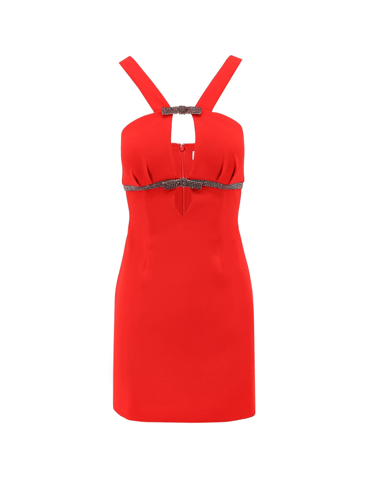 Crepe Mini Dress With Rhinestone