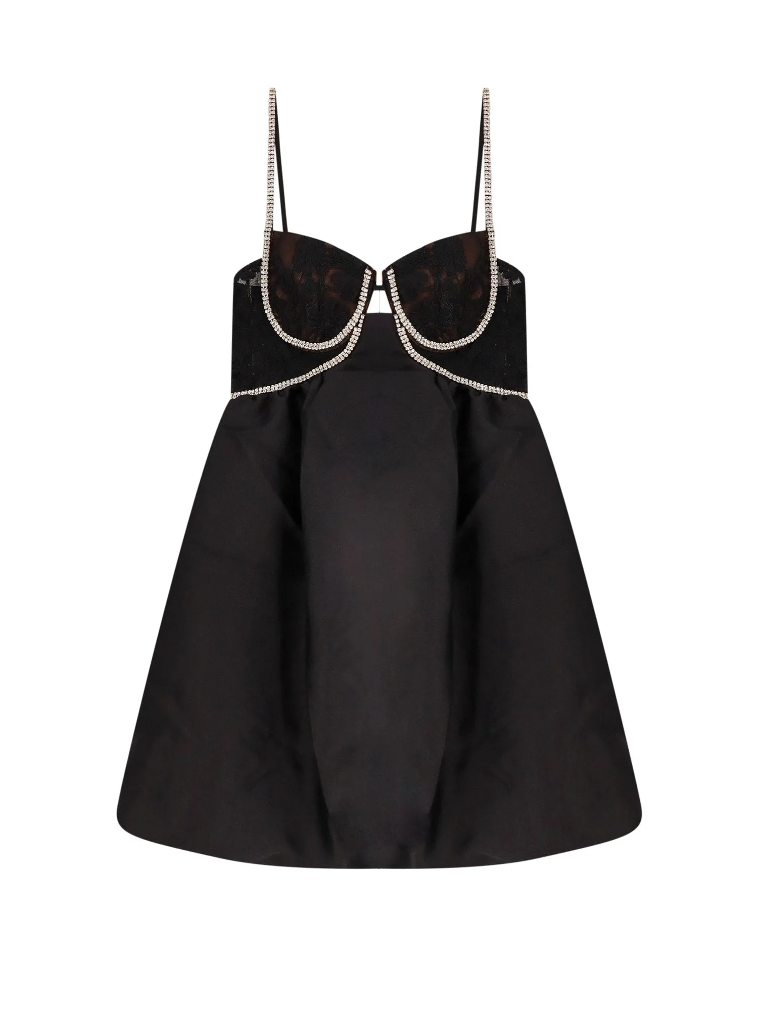 Taffetà Dress With Rhinestones Detail