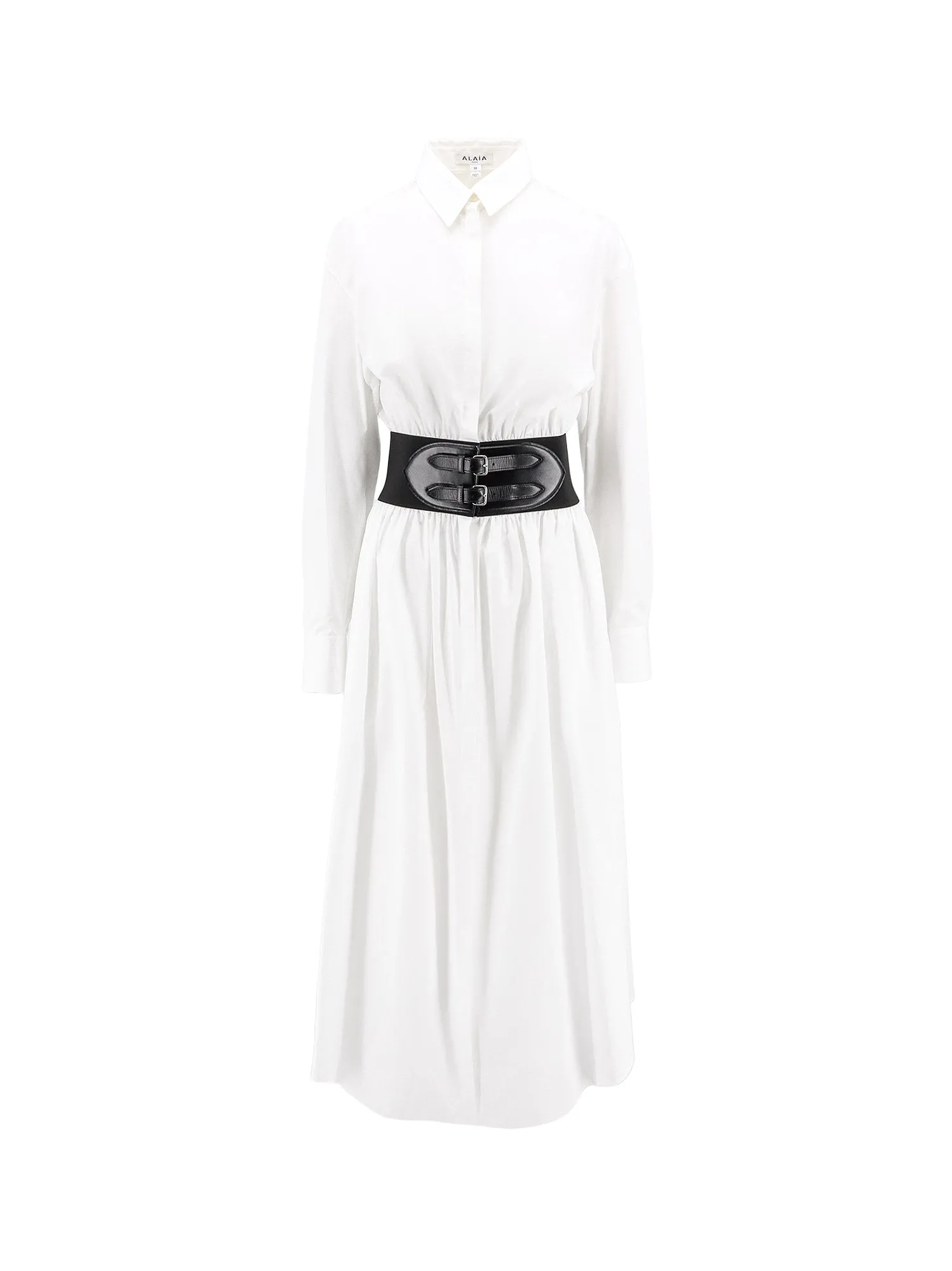 Cotton Chemisier Dress With Leather Belt