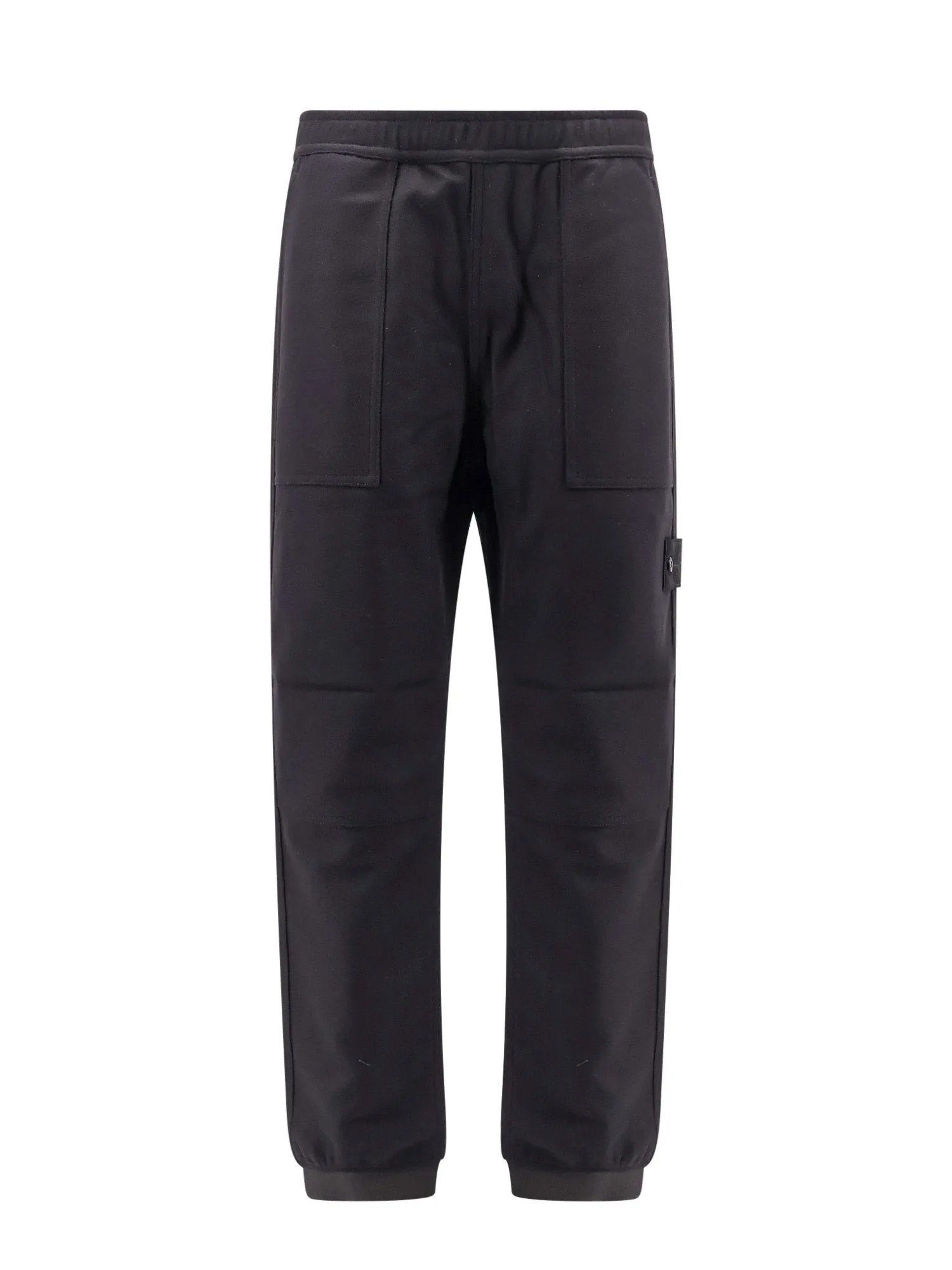 Virgin Wool Blend Trouser With Logo Patch