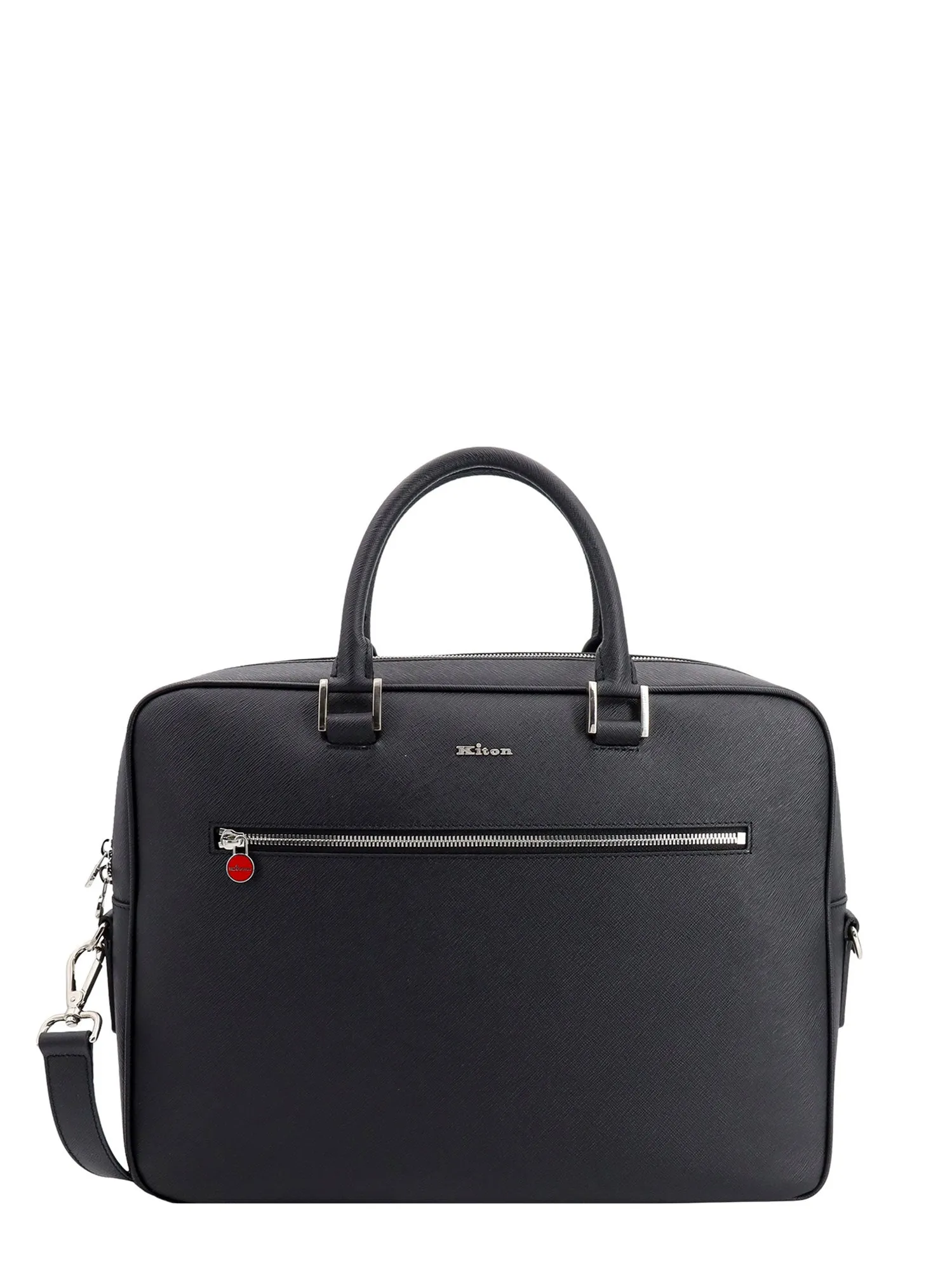 Leather Briefcase With Frontal Logo