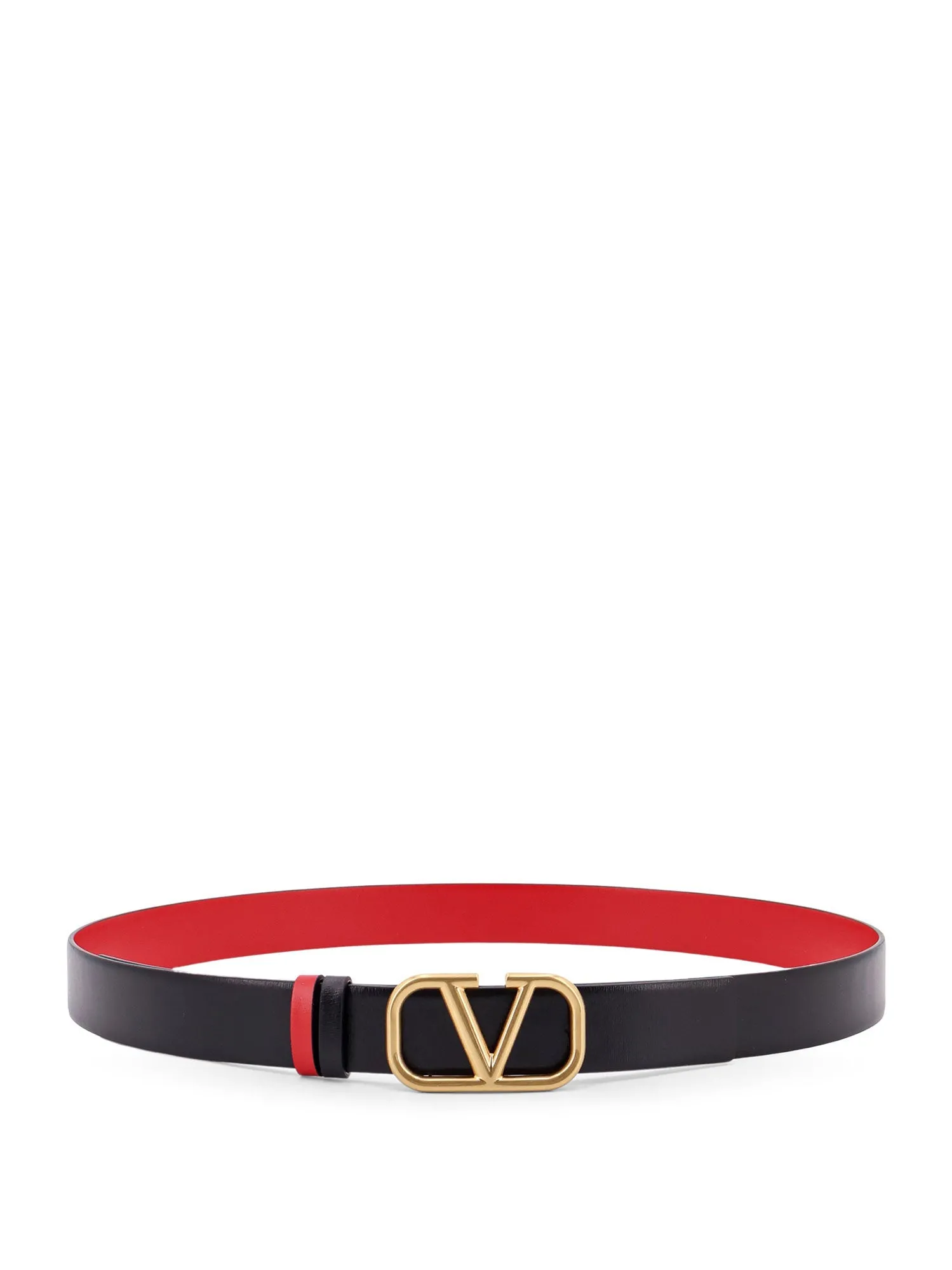 Vlogo Signature Valentino Garavani Reversible Leather Belt With Double Leather Loop And Metal Buckle