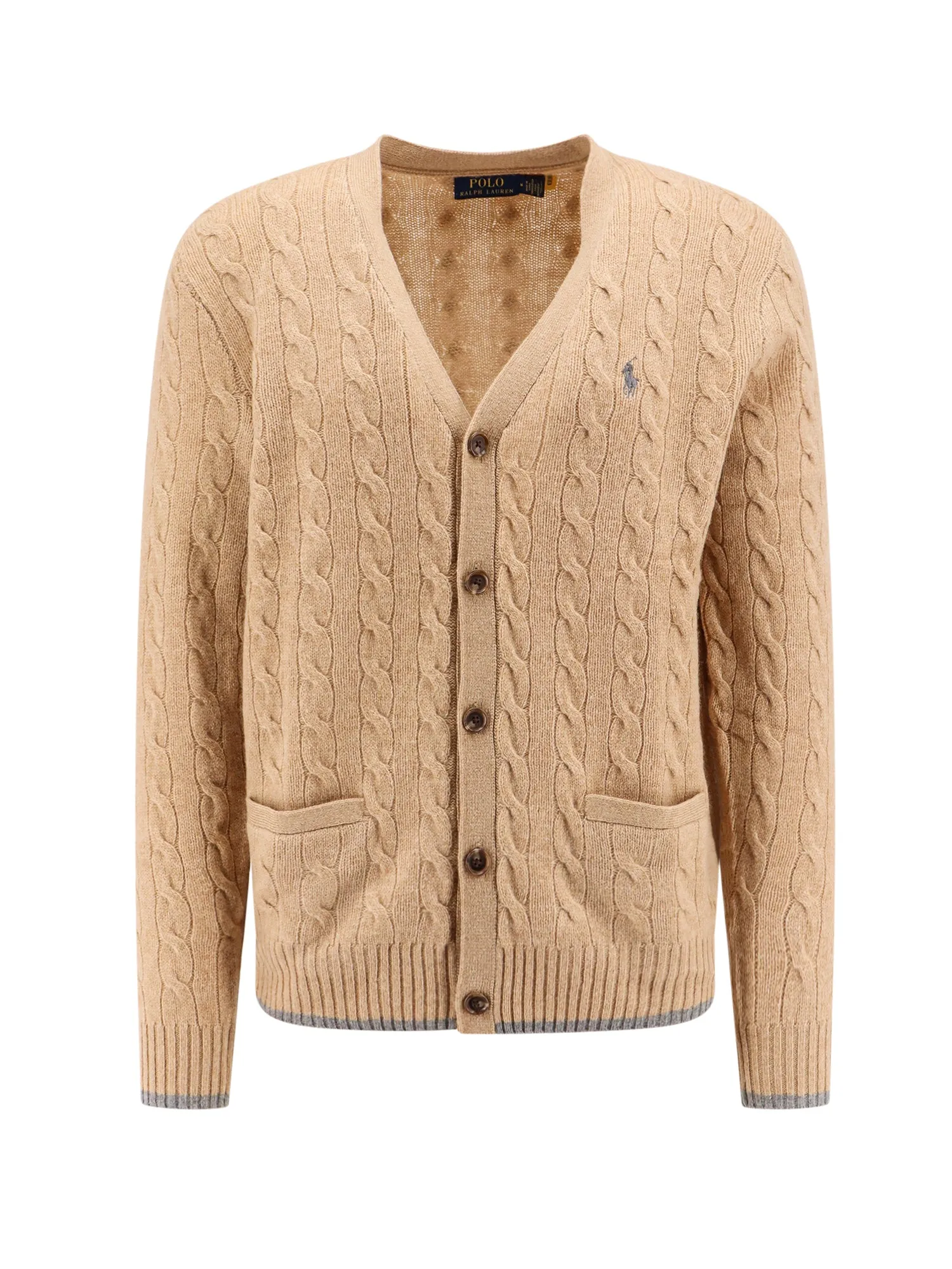 Braided Certified Wool Cardigan With Contrasting Profiles