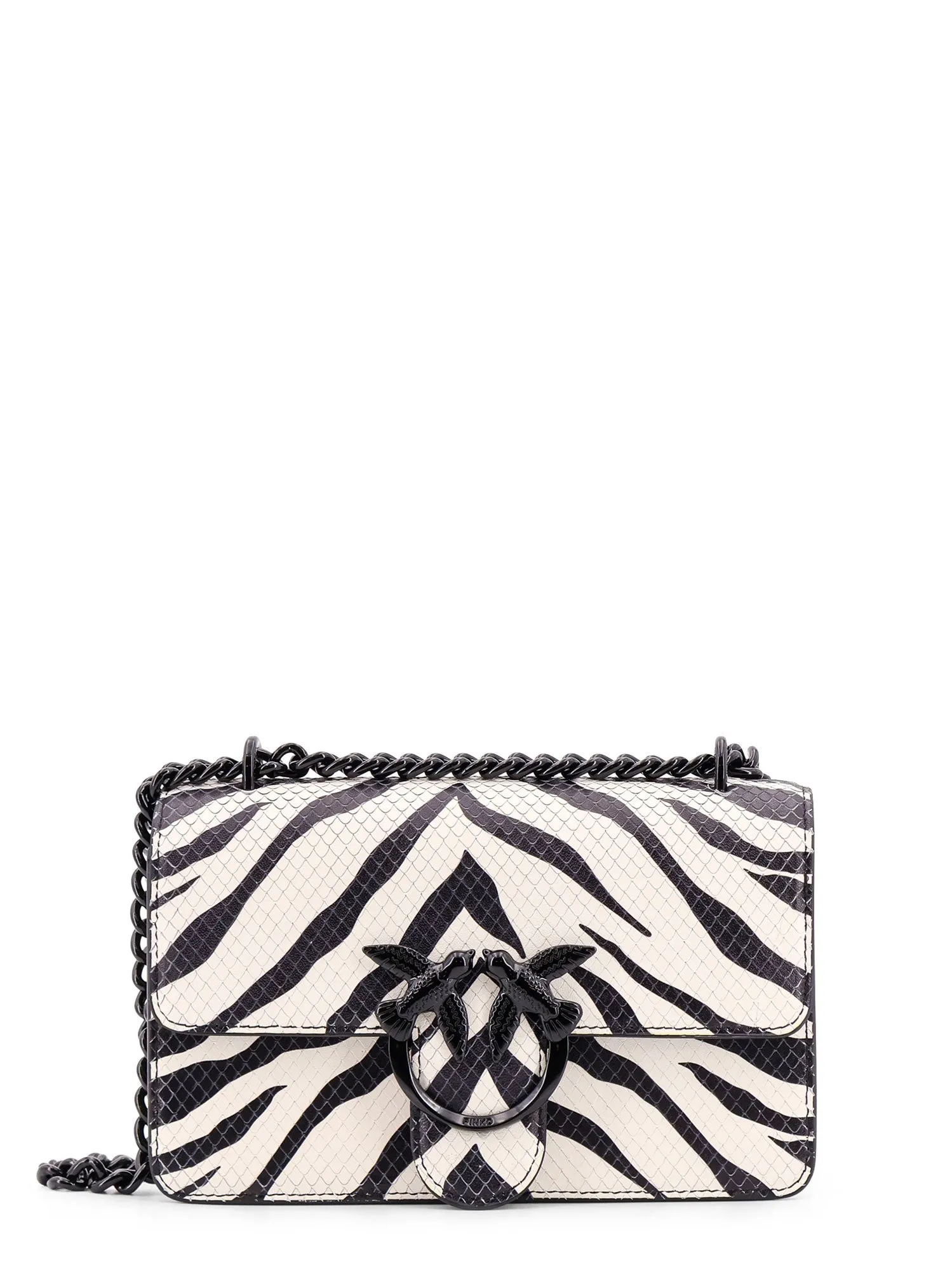 Leather Shoulder Bag With Zebra-Striped Print