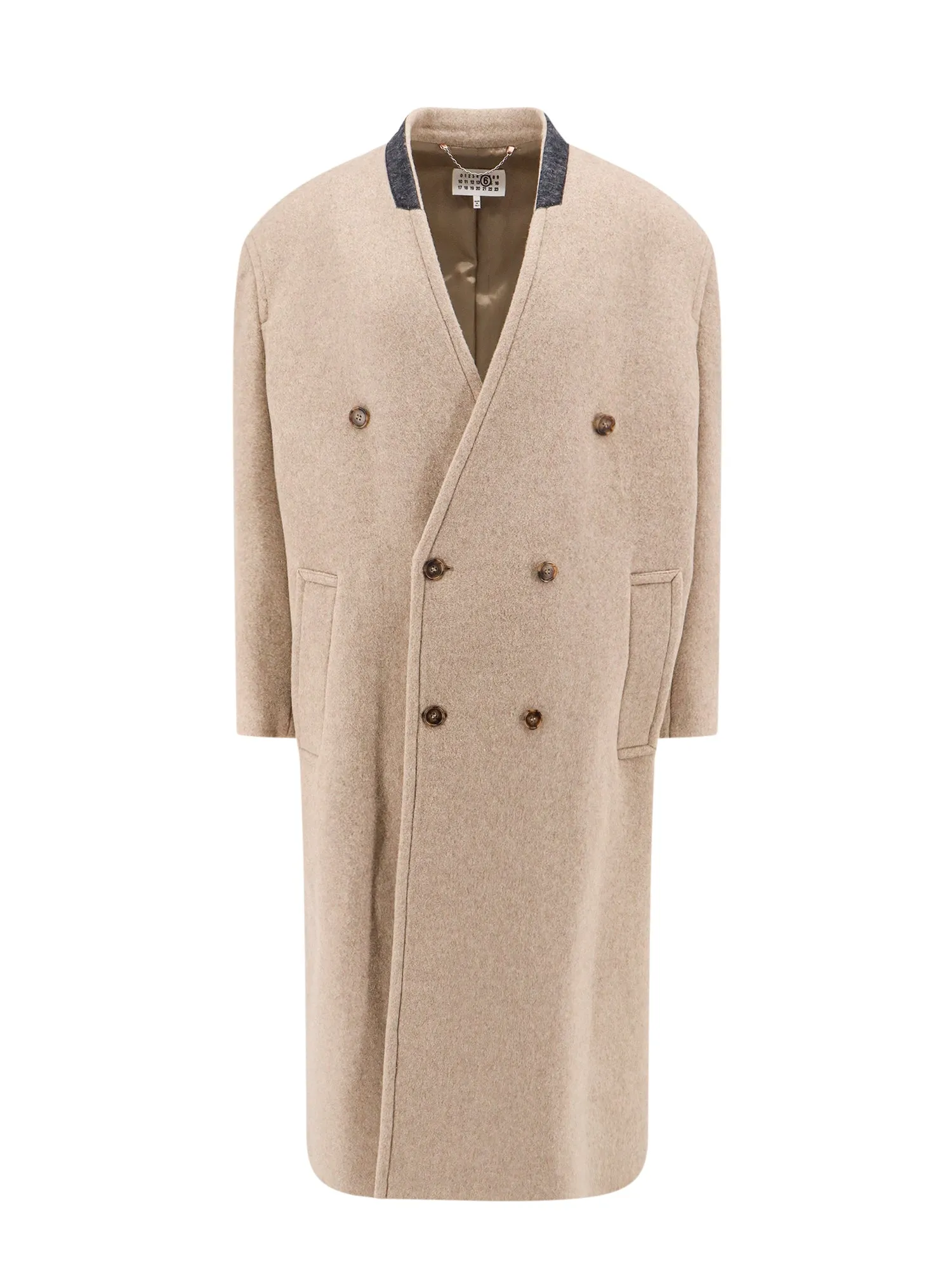 Virgin Wool Blend Coat With Numeric Signature Label