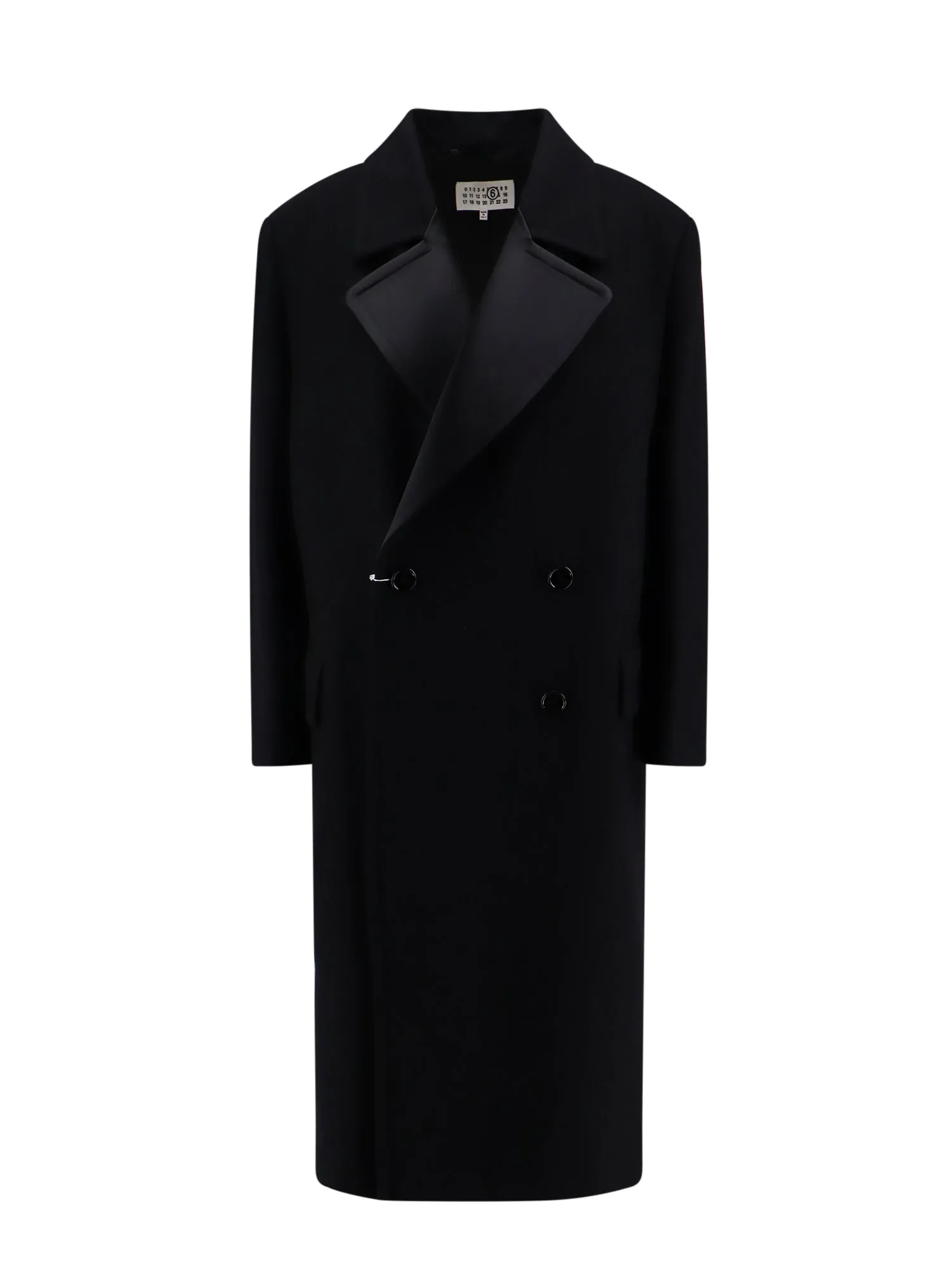 Wool Blend Coat With Satin Lapel