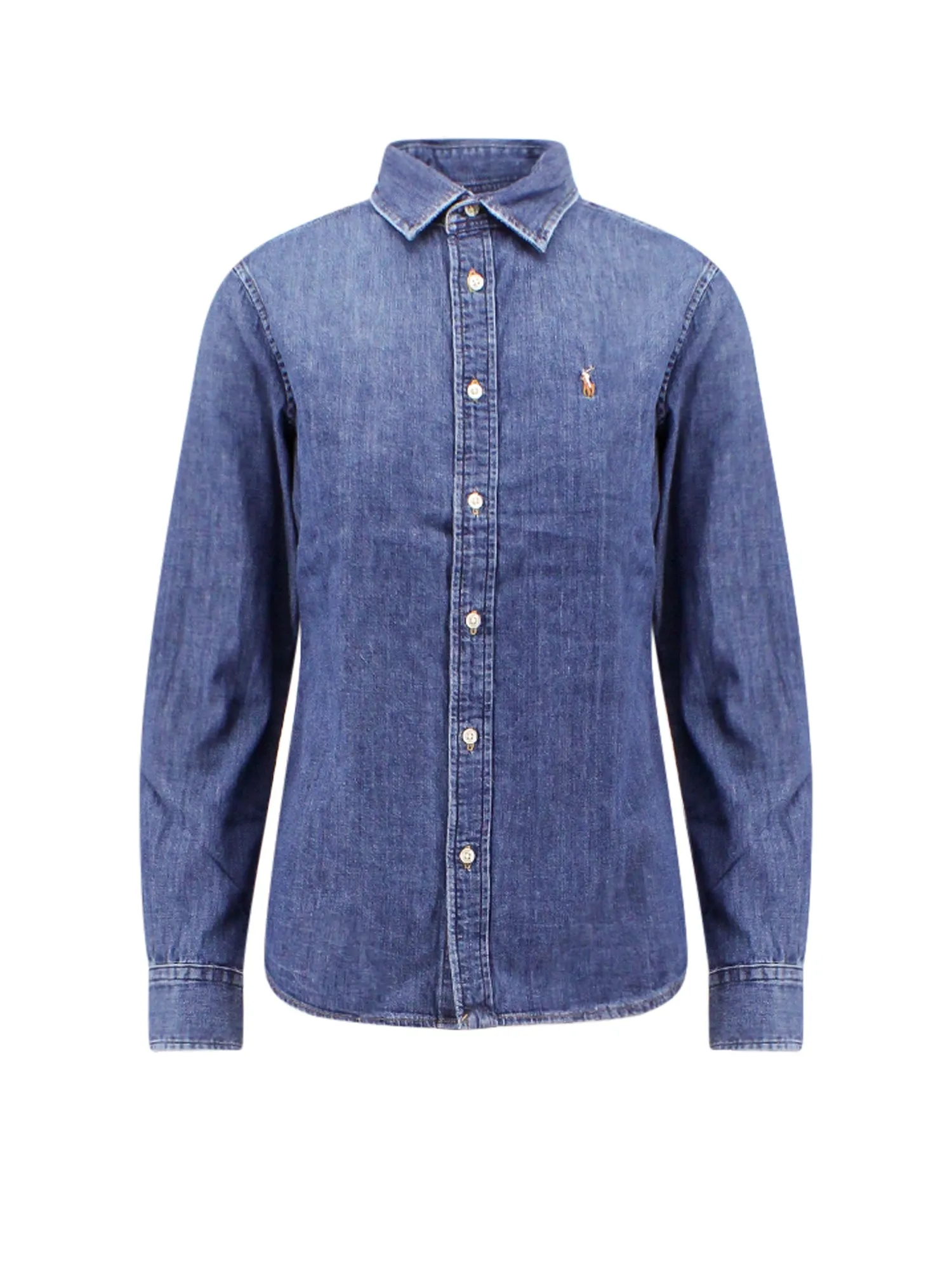 Denim Shirt With Emnbroidered Logo
