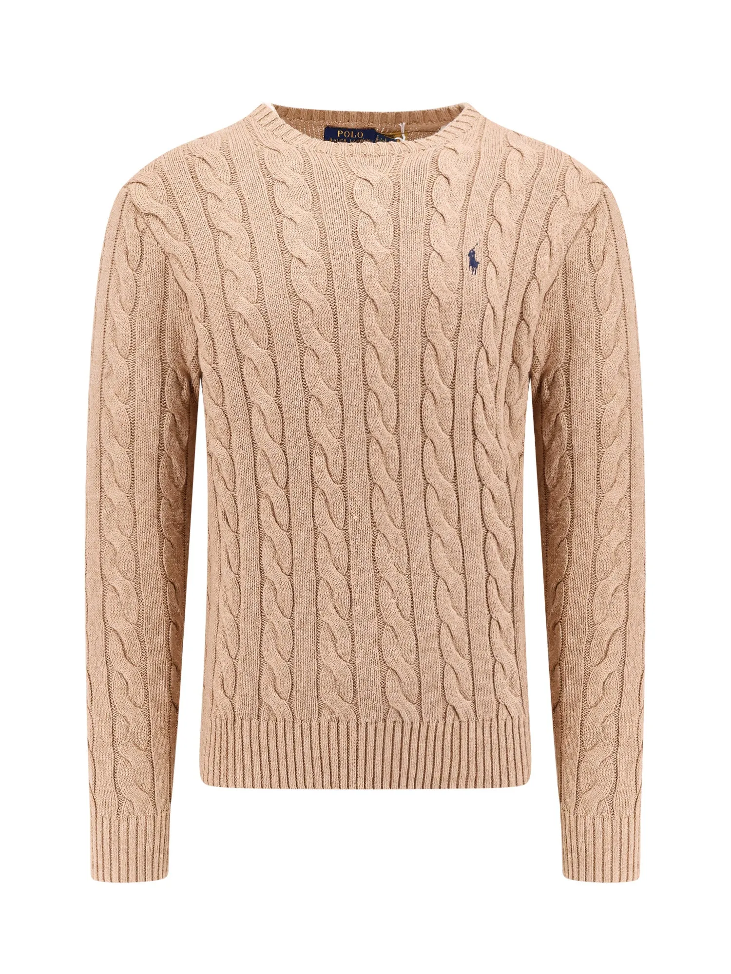 Cable Knit Cotton Sweater With Iconic Logo