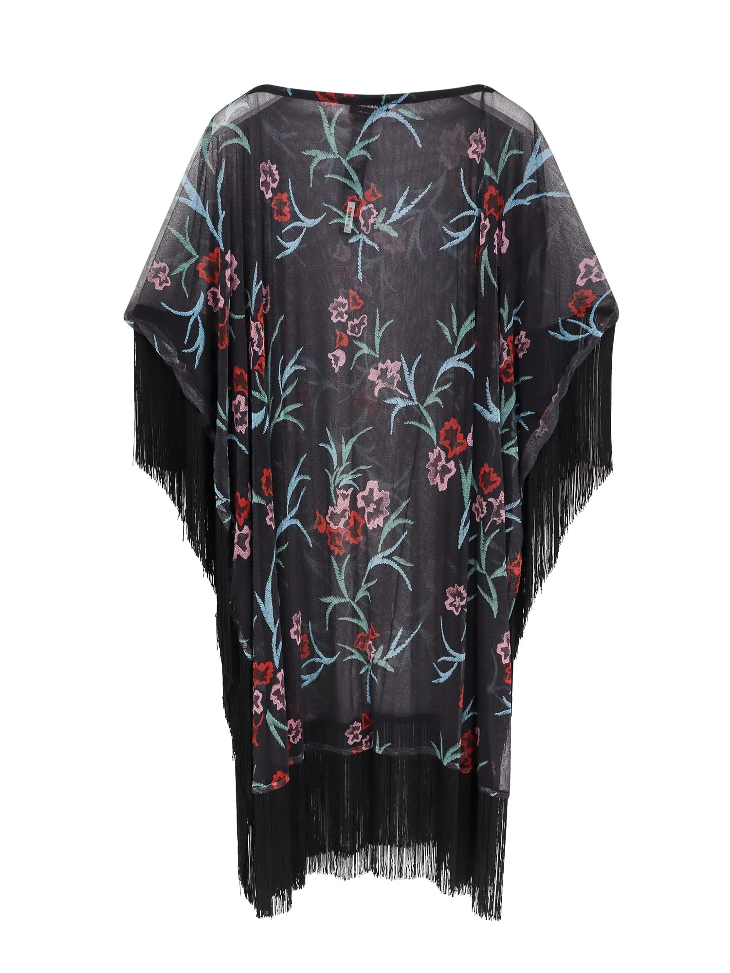 Silk Poncho With Multicolor Motif