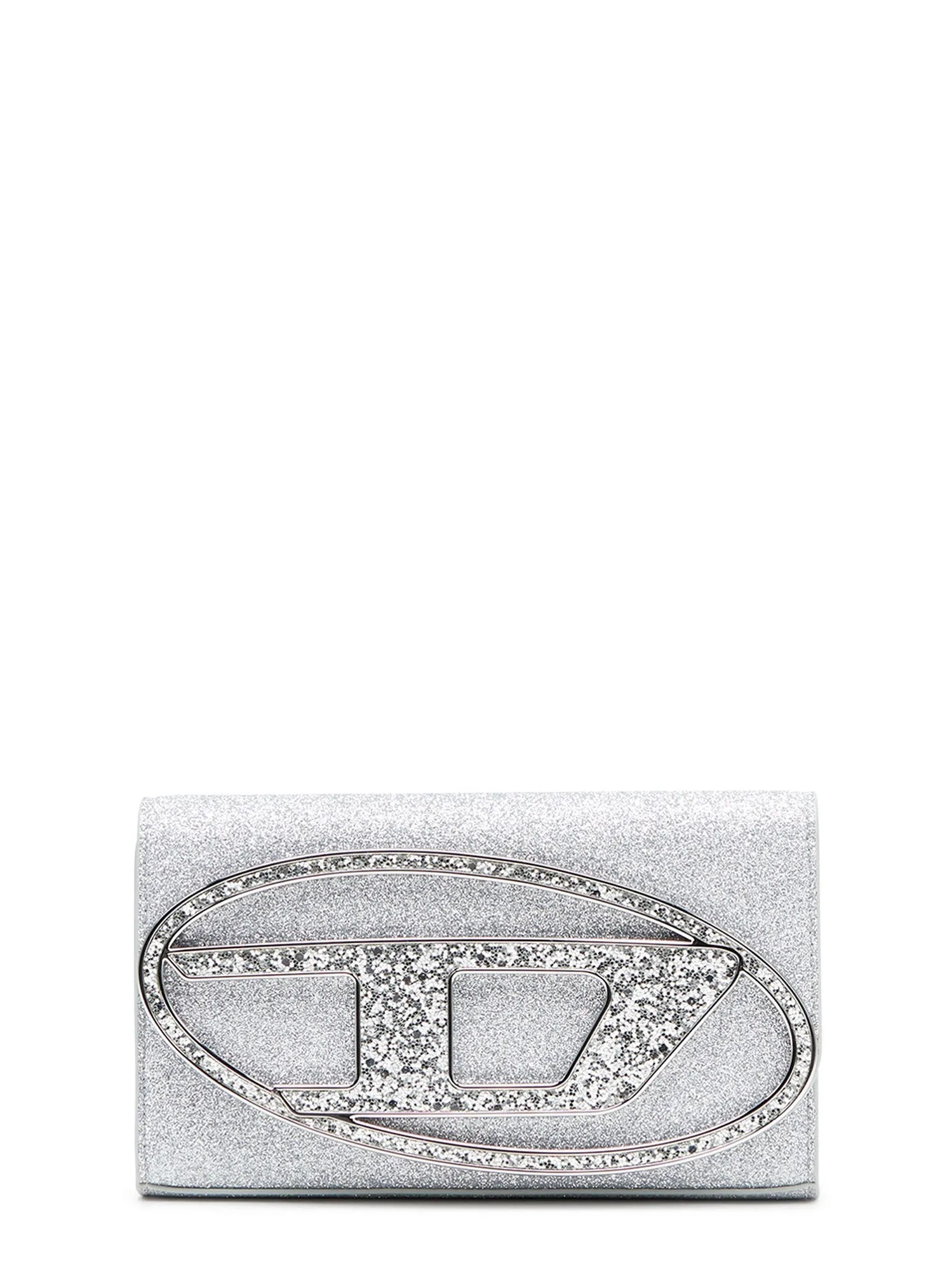 Glittered Leather Shoulder Bag With Oval-D Logo