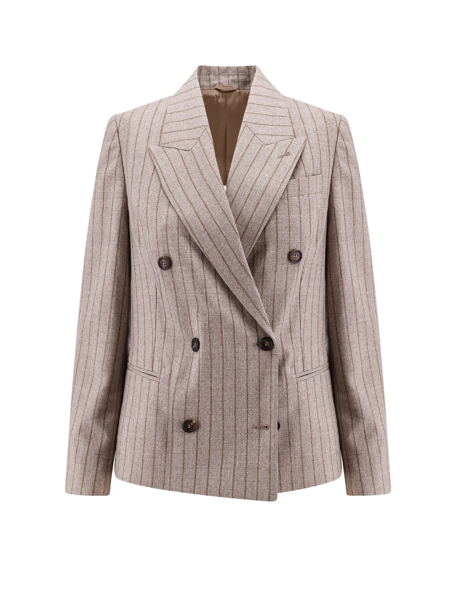 Double-Breasted Pinstripe Virgin Wool Blazer
