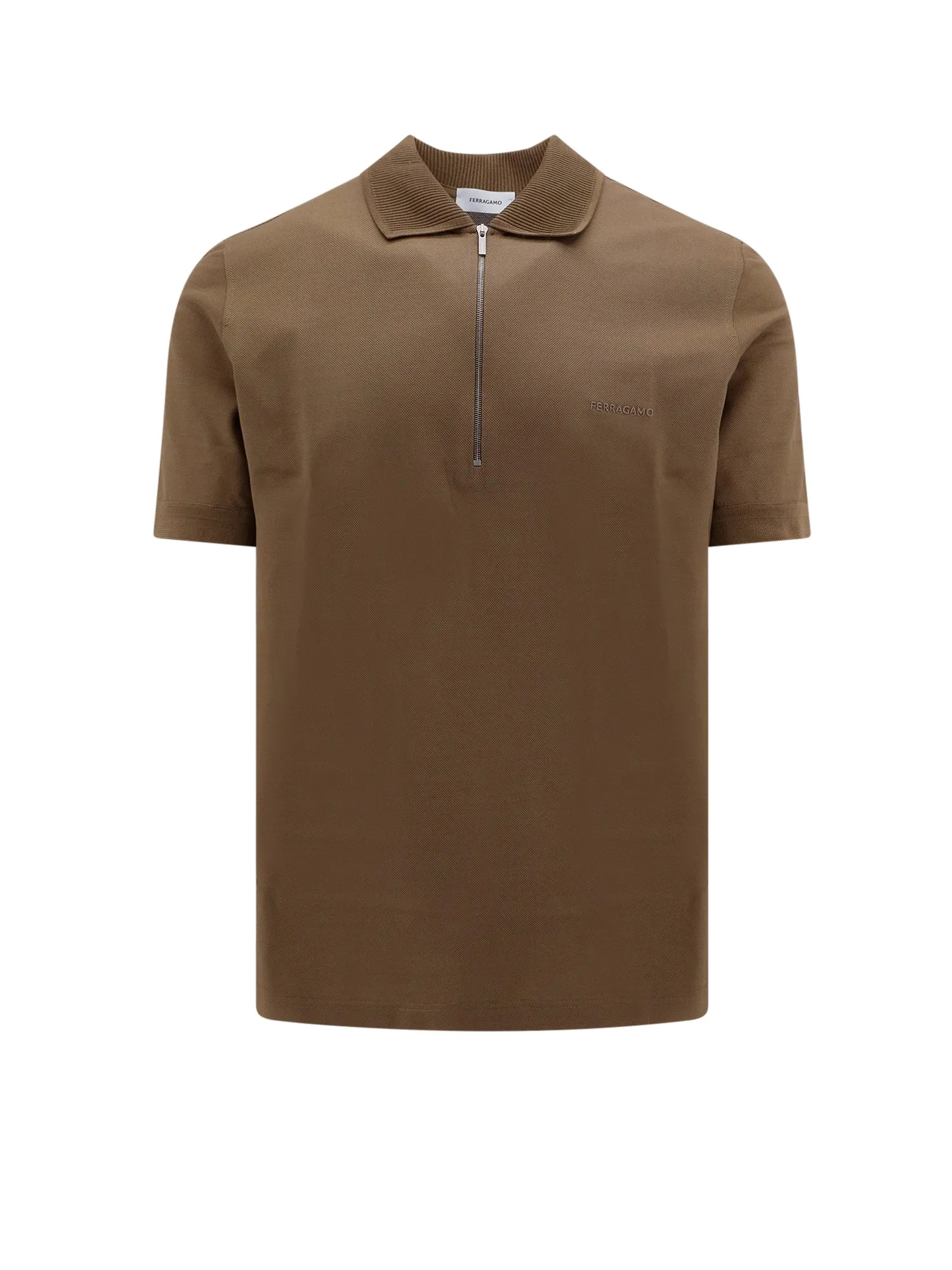Cotton Polo Shirt With Zip Closure