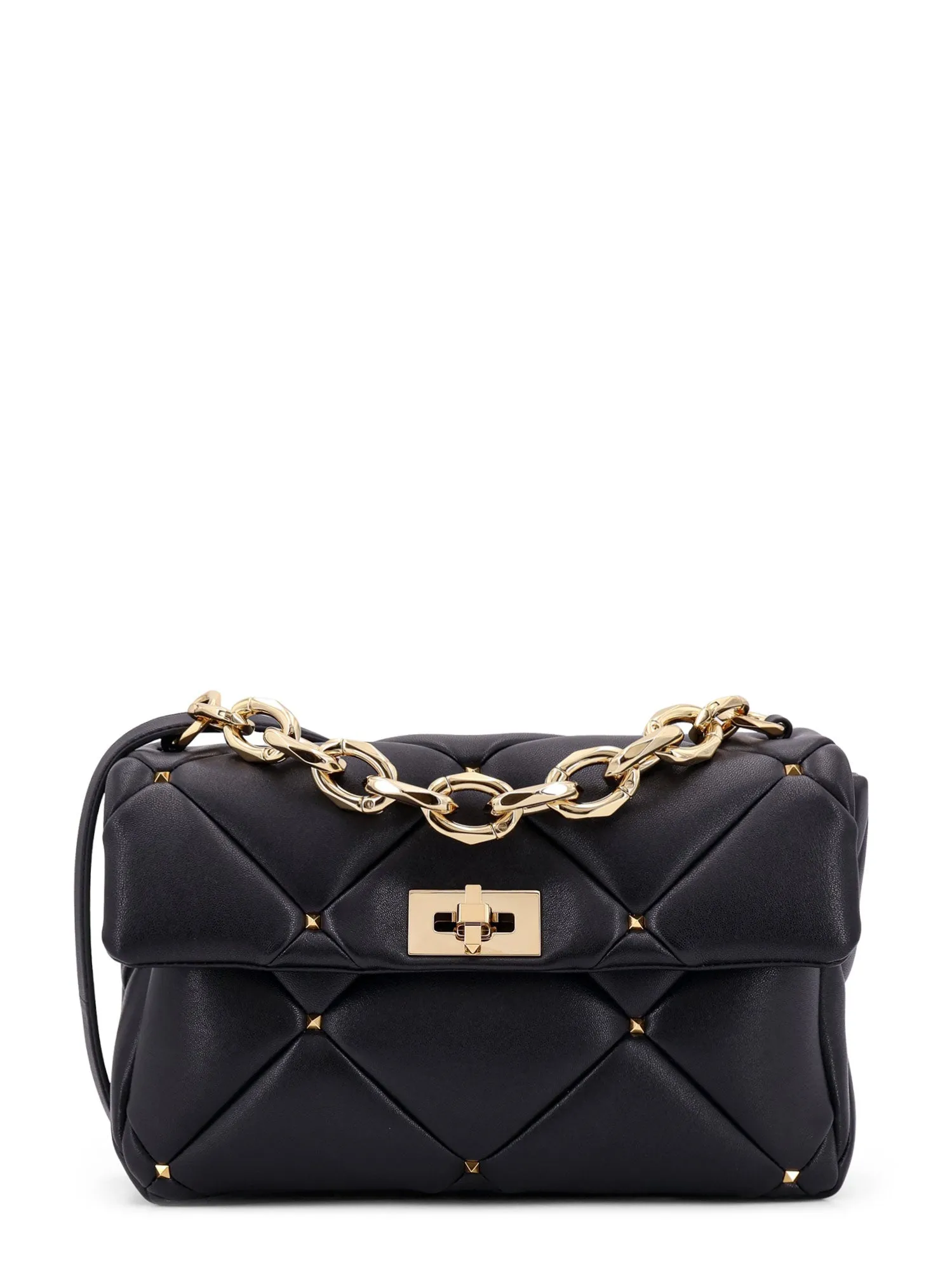 Roman Stud Matelassé Leather Shoulder Bag With Iconic Studs