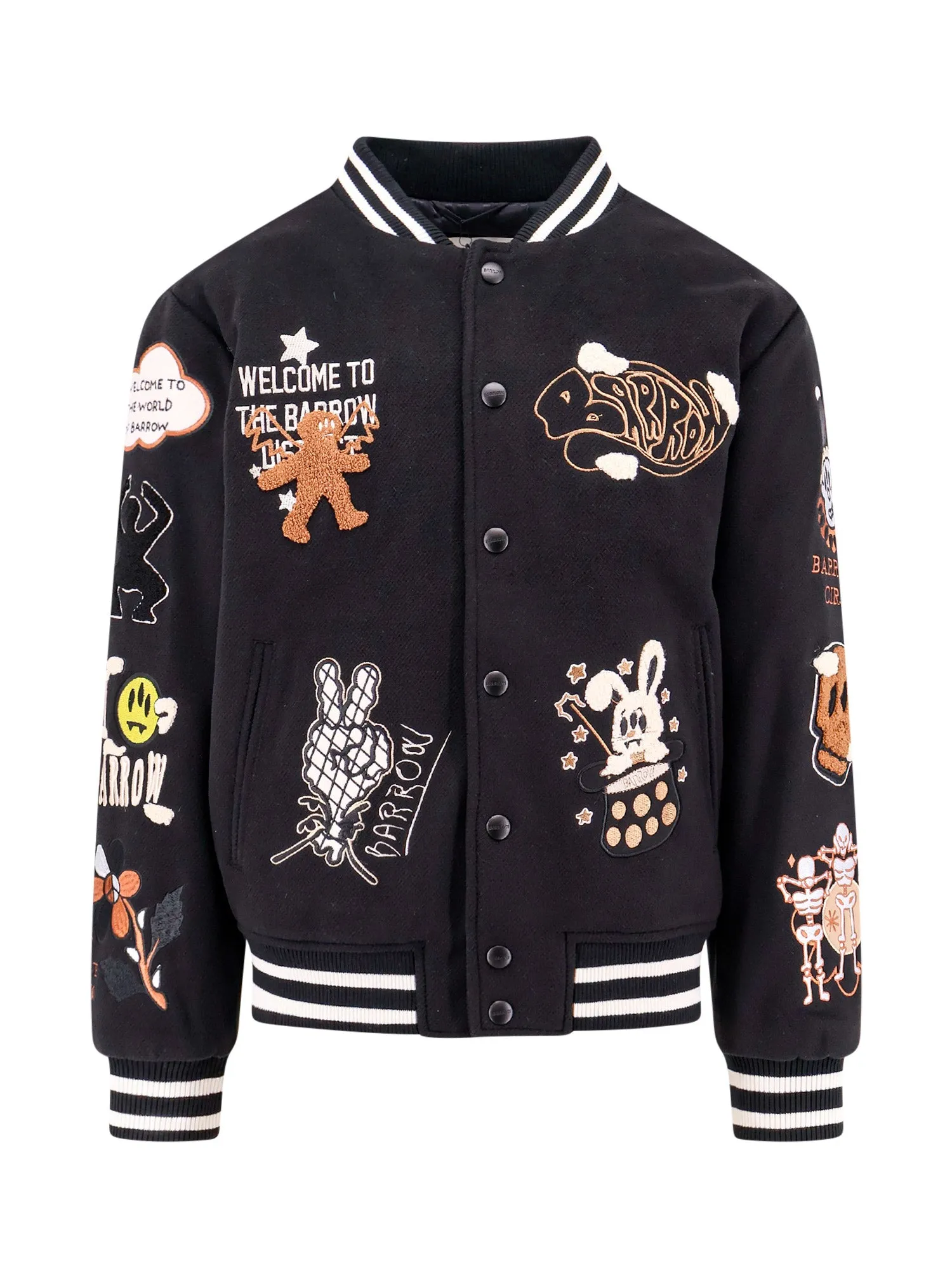 College Padded Jacket With Patches And Embroidery