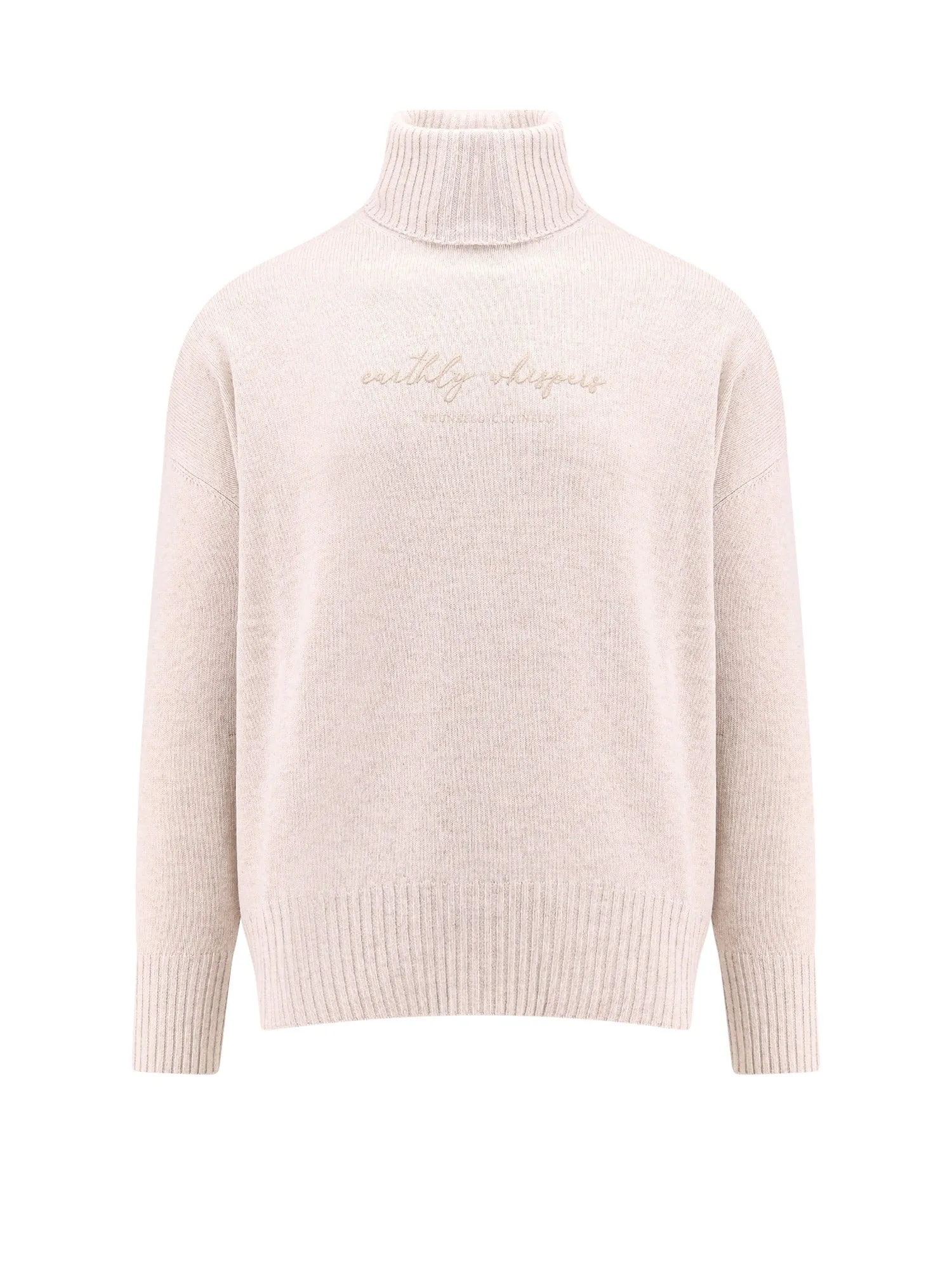 Virgin Wool, Cashmere And Silk Sweater With Frontal Embroidery