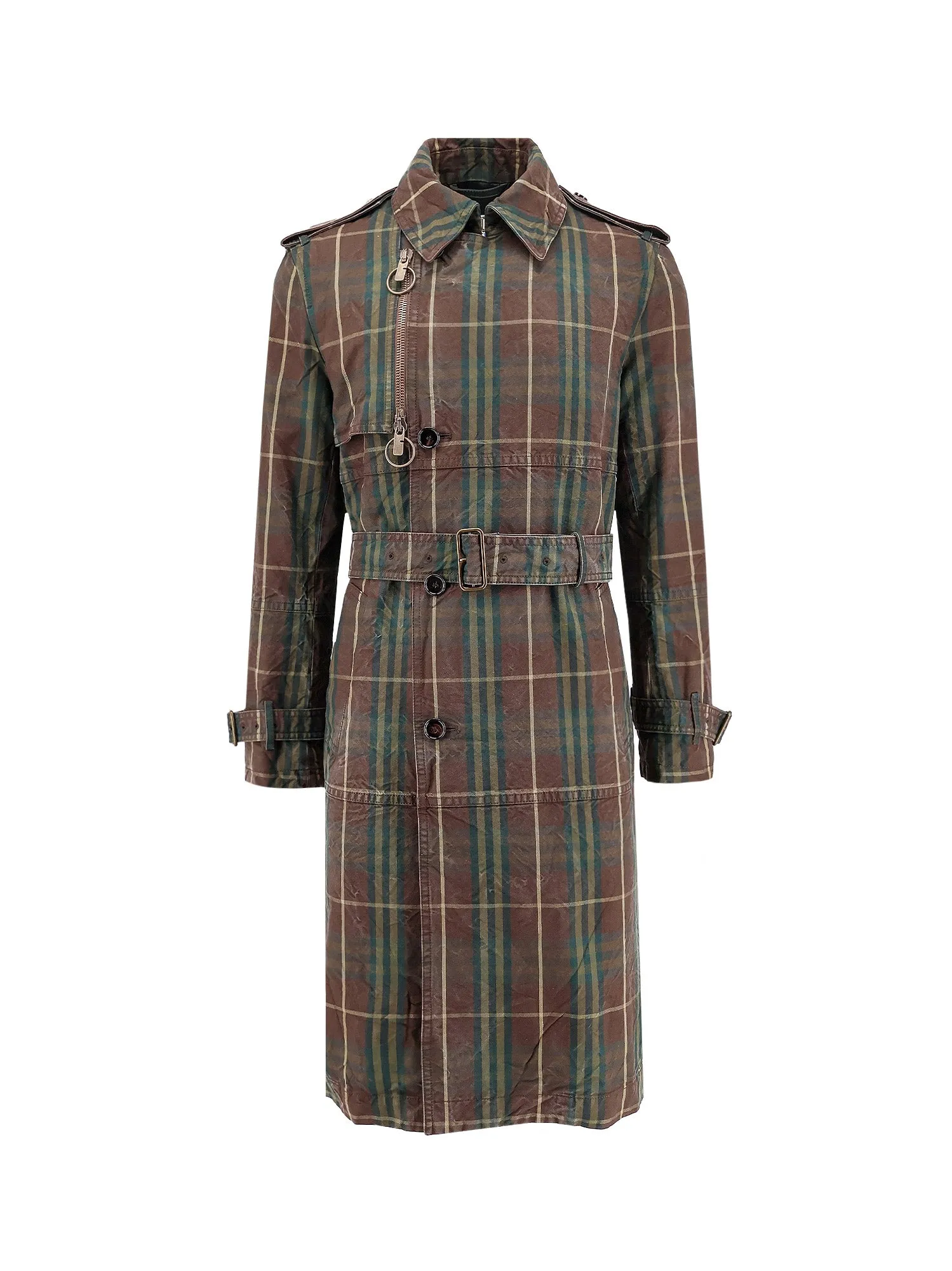 Cotton Trench With Check Motif