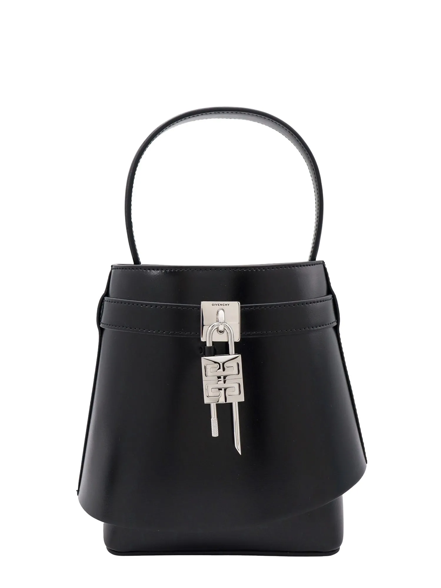 Shark Lock Leather Bucket Bag With Metal 4g Padlock