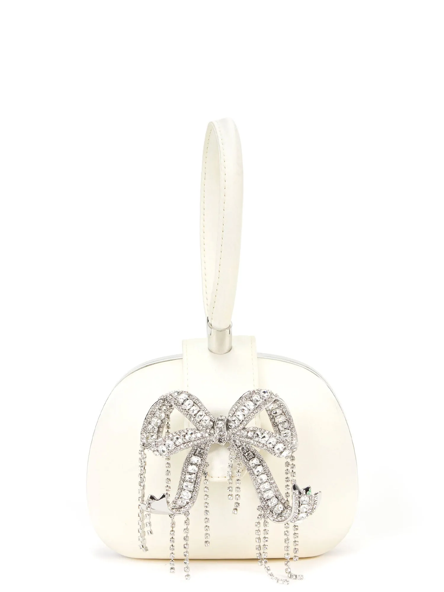 Satin Handbag With Rhinerstones Bow