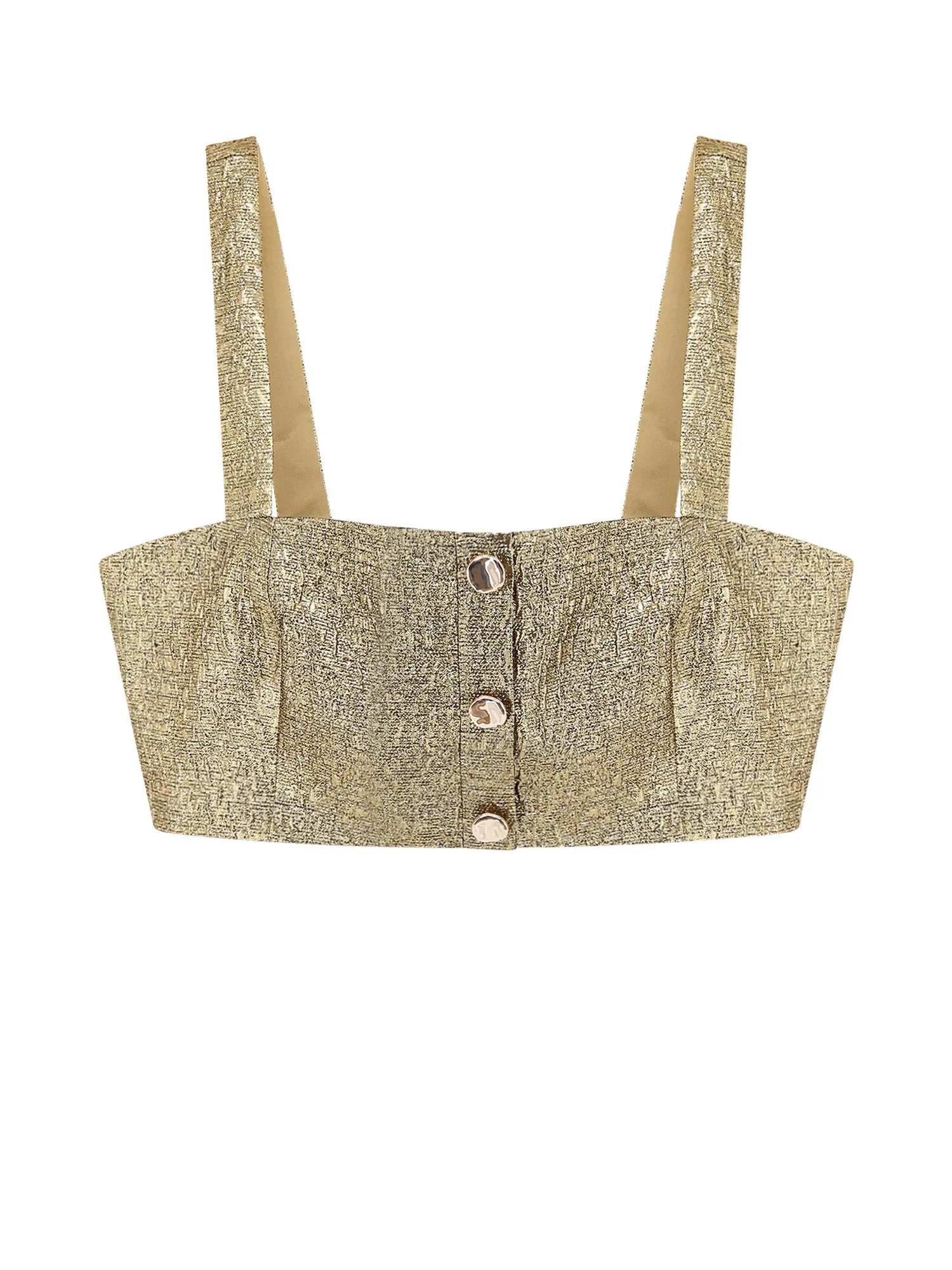 Gold Metallic Fabric Top