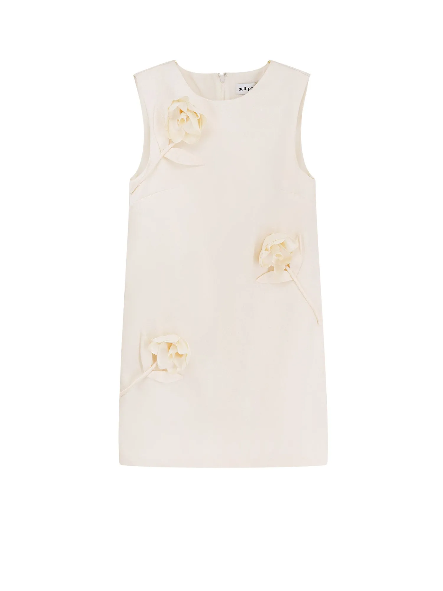 Satin Dress With 3d Flowers