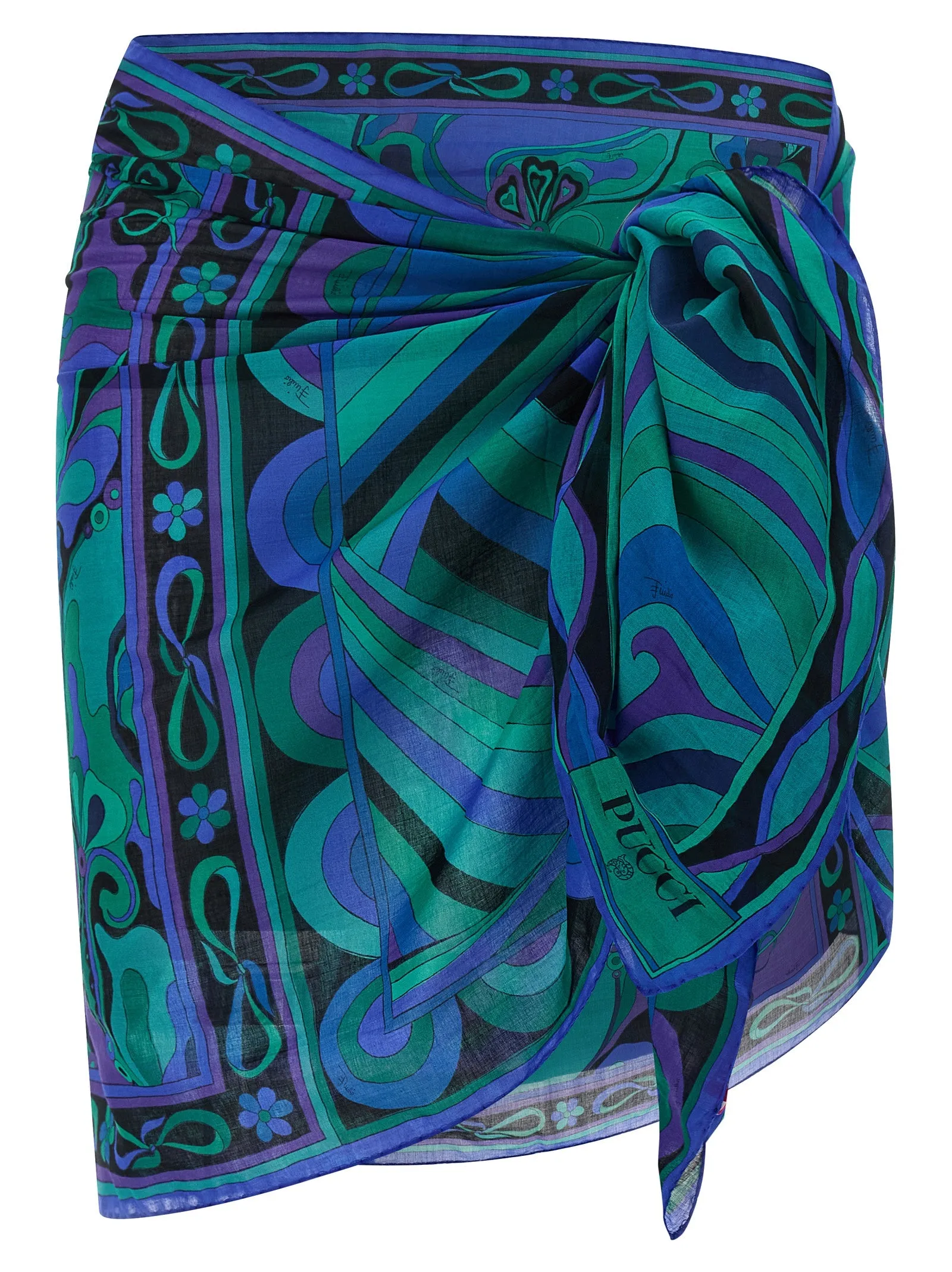 Patterned Cotton Sarong Beachwear Multicolor