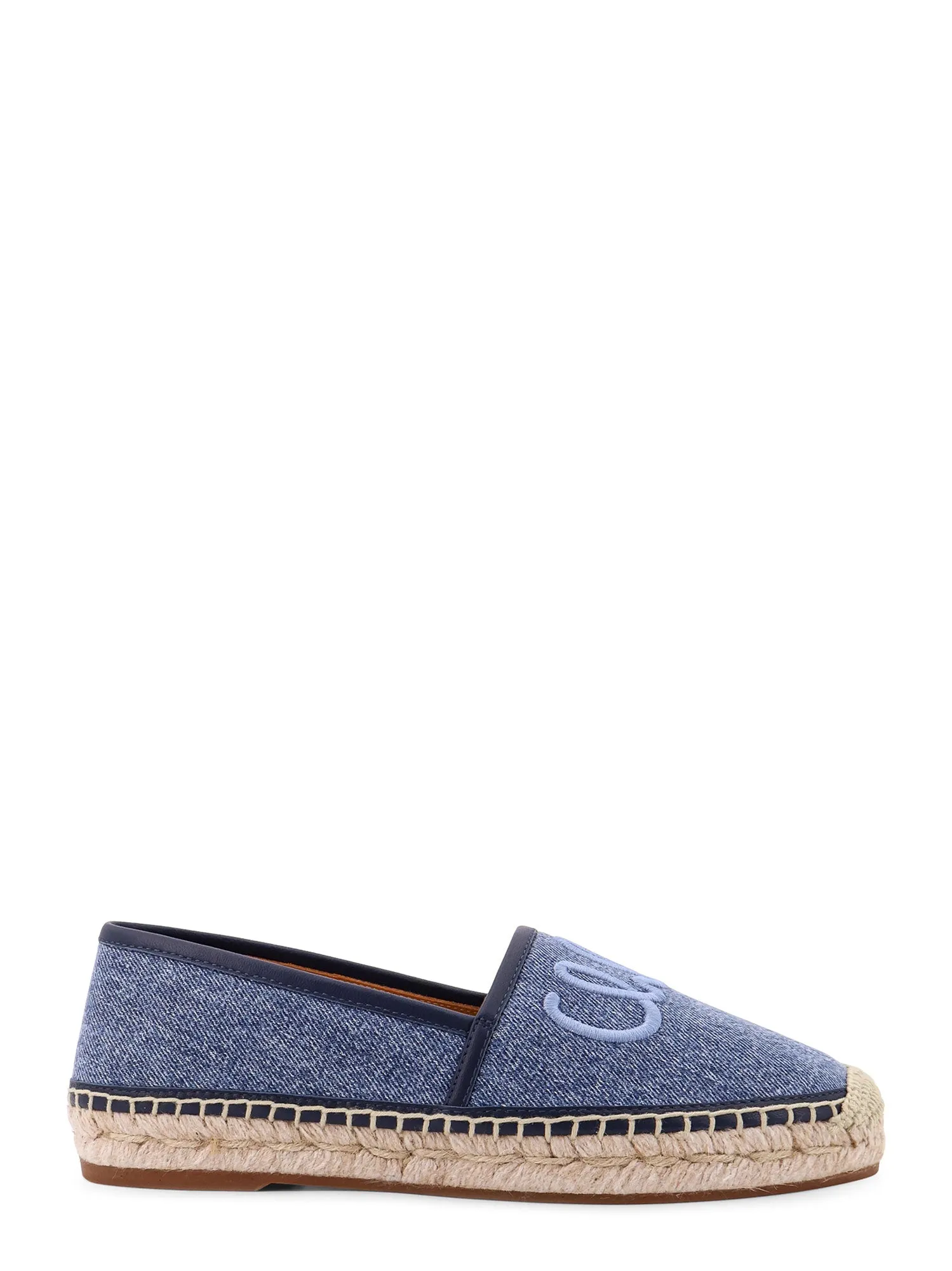 Denim Espadrillas With Embroidered Logo