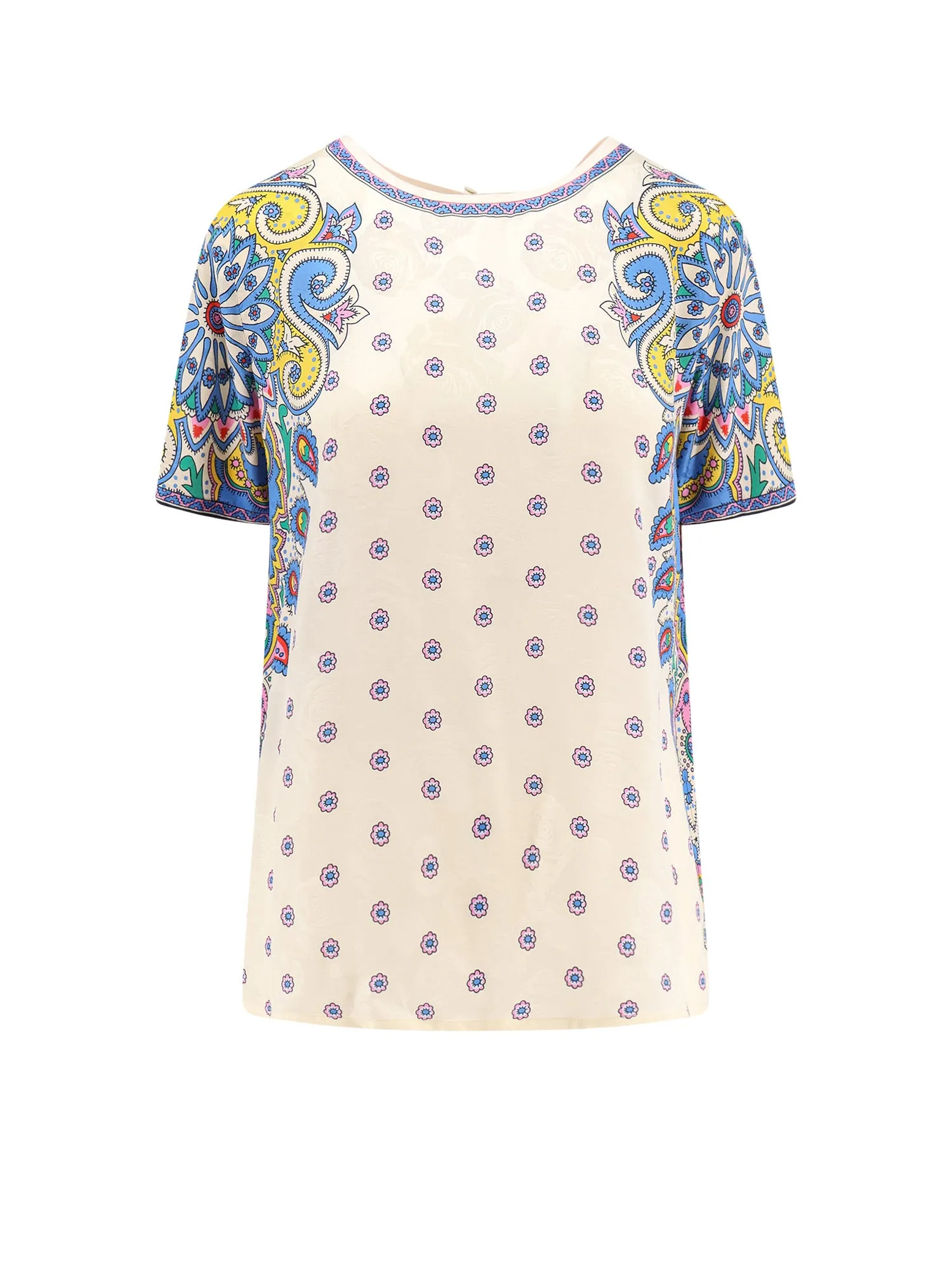 Viscose And Silk Top With Multicolor Print