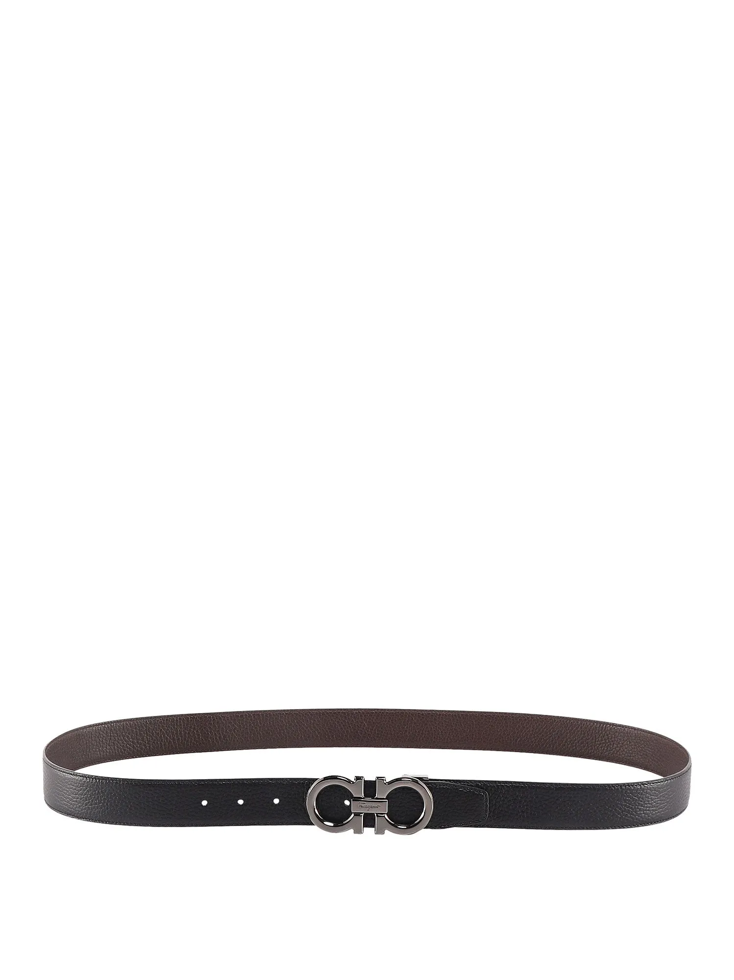 Textured Leather Belt With Iconic Gancini Buckle