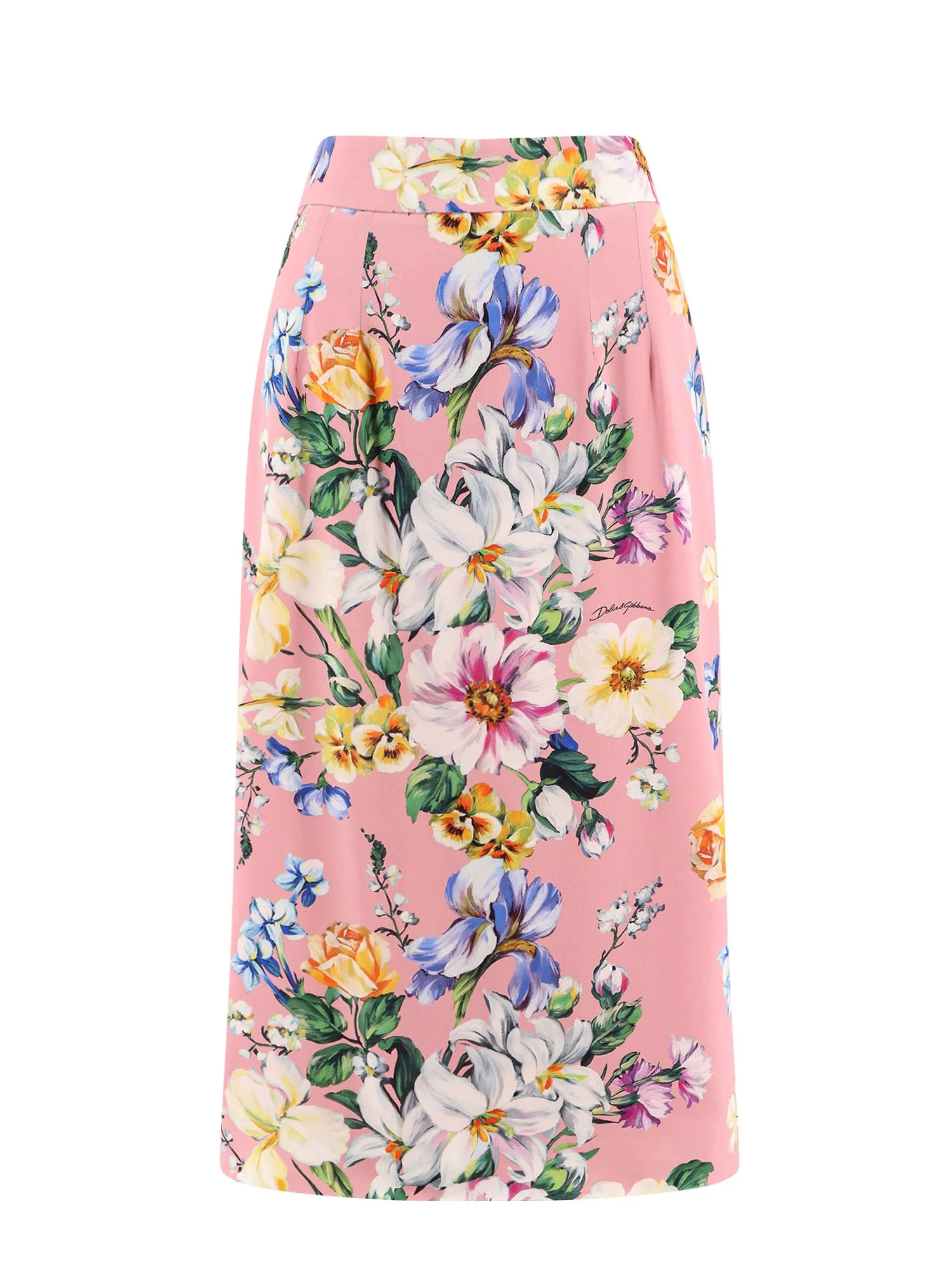 Stertch Silk Skirt With Multicolor Floral Print