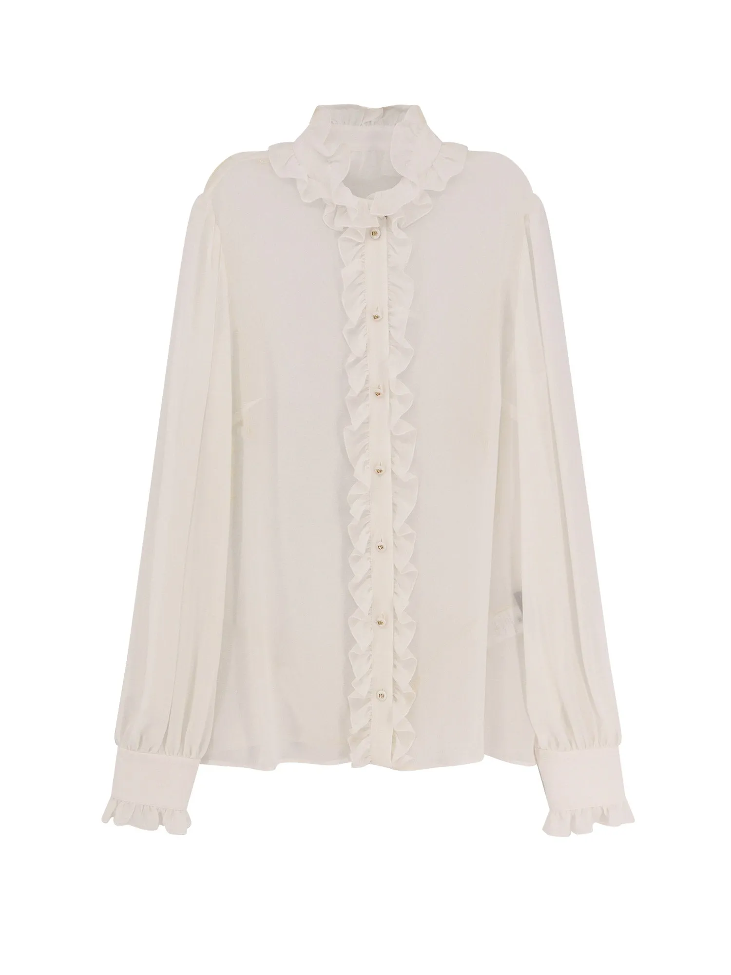 Silk Shirt With Rouches Detail